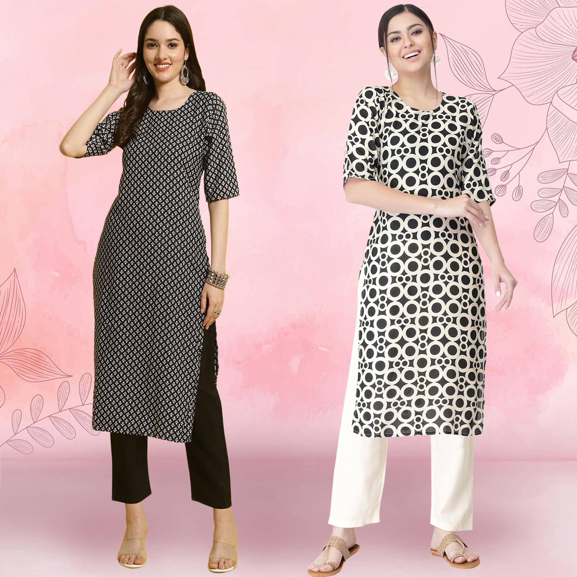 Ethnicbasket Crepe Printed Kurti With Pants Women's Stitched Salwar Suit - Black ( Pack of 2 ) Ethnicbasket Crepe Printed Kurti With Pants Women's Stitched Salwar Suit - Black ( Pack of 2 )