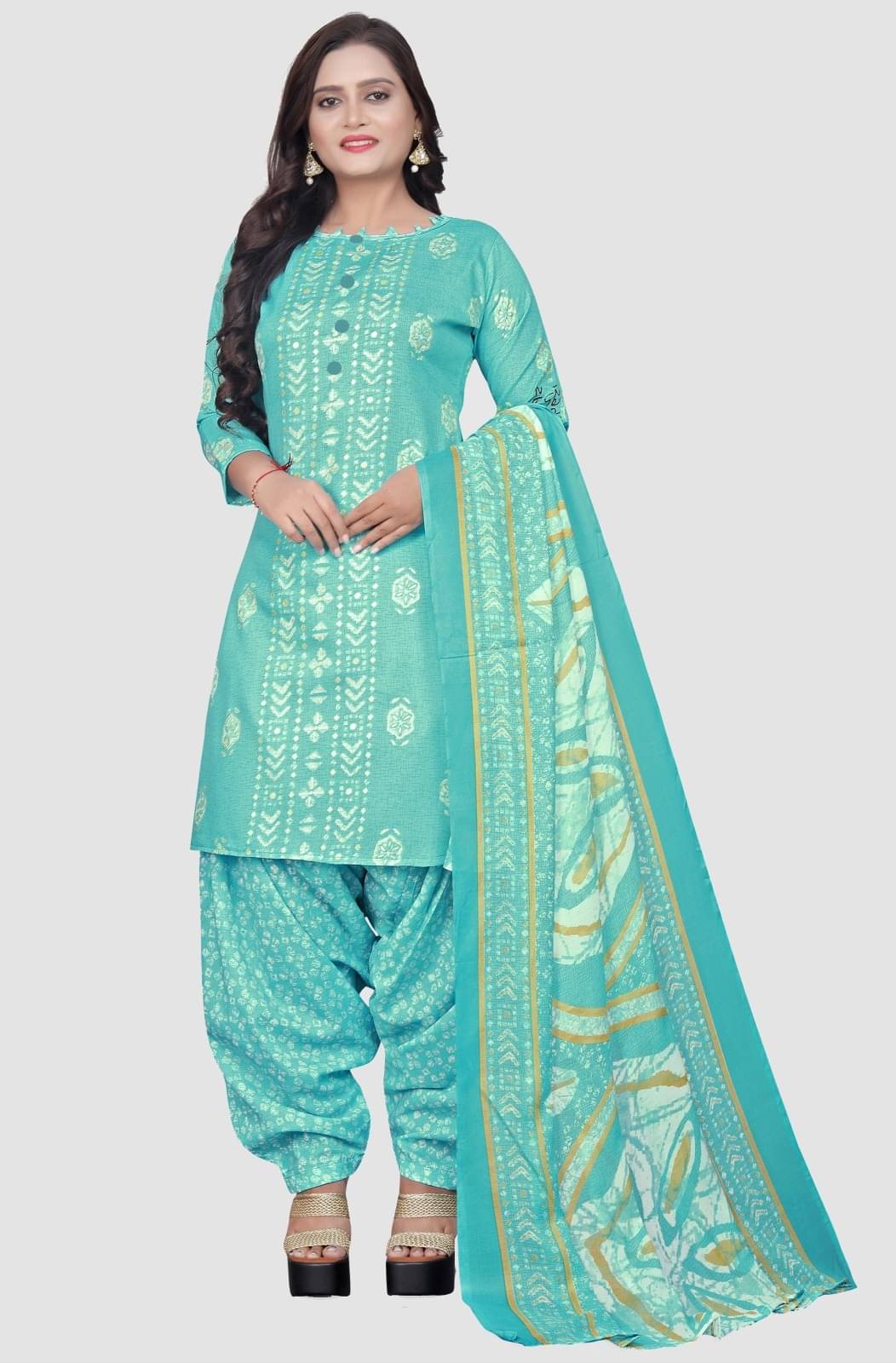 Rajnandini Unstitched Cotton Blend Printed Dress Material - Light Green ( Pack of 1 ) Rajnandini Unstitched Cotton Blend Printed Dress Material - Light Green ( Pack of 1 )