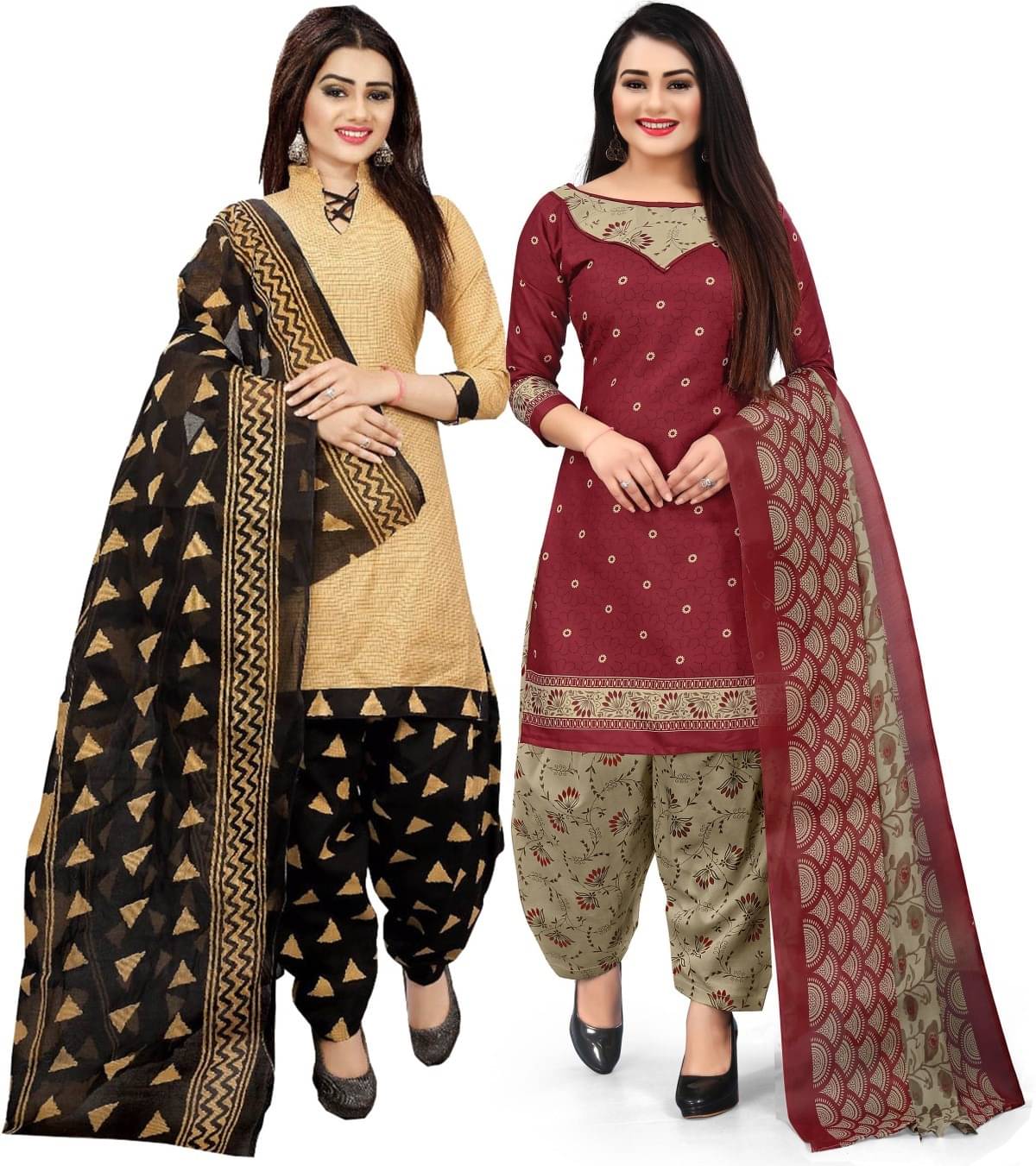 Rajnandini Unstitched Cotton Blend Printed Dress Material - Multicolor ( Pack of 2 ) Rajnandini Unstitched Cotton Blend Printed Dress Material - Multicolor ( Pack of 2 )