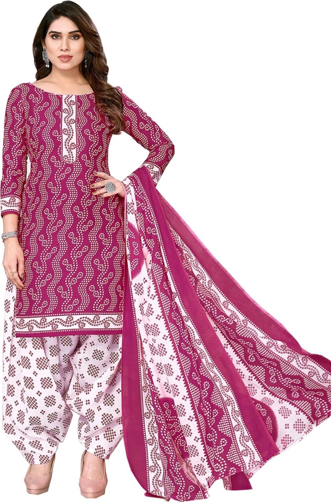 Rajnandini Unstitched Cotton Blend Printed Dress Material - Pink ( Pack of 1 ) Rajnandini Unstitched Cotton Blend Printed Dress Material - Pink ( Pack of 1 )
