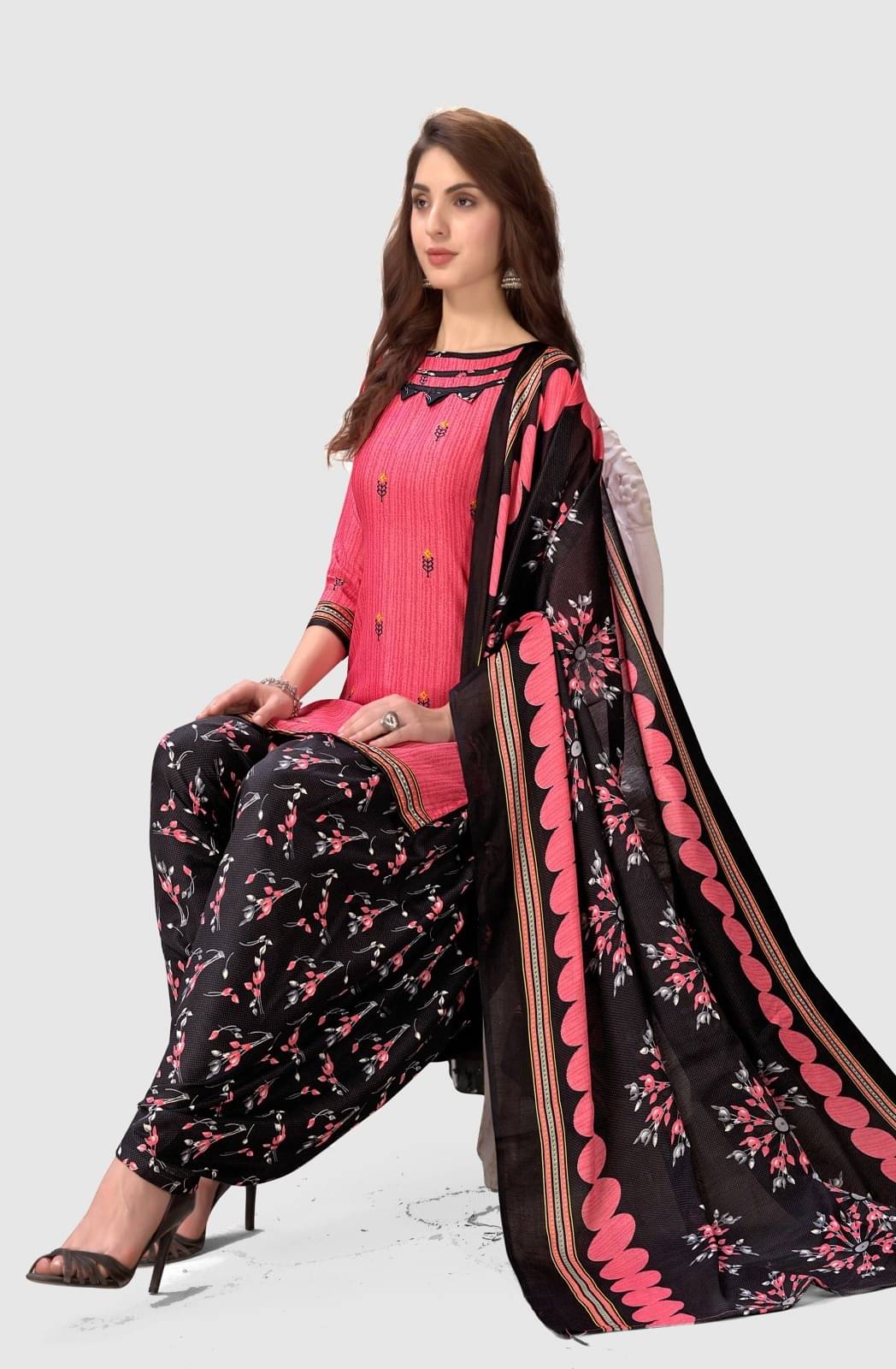 Rajnandini Unstitched Cotton Blend Printed Dress Material - Pink ( Pack of 1 ) Rajnandini Unstitched Cotton Blend Printed Dress Material - Pink ( Pack of 1 )
