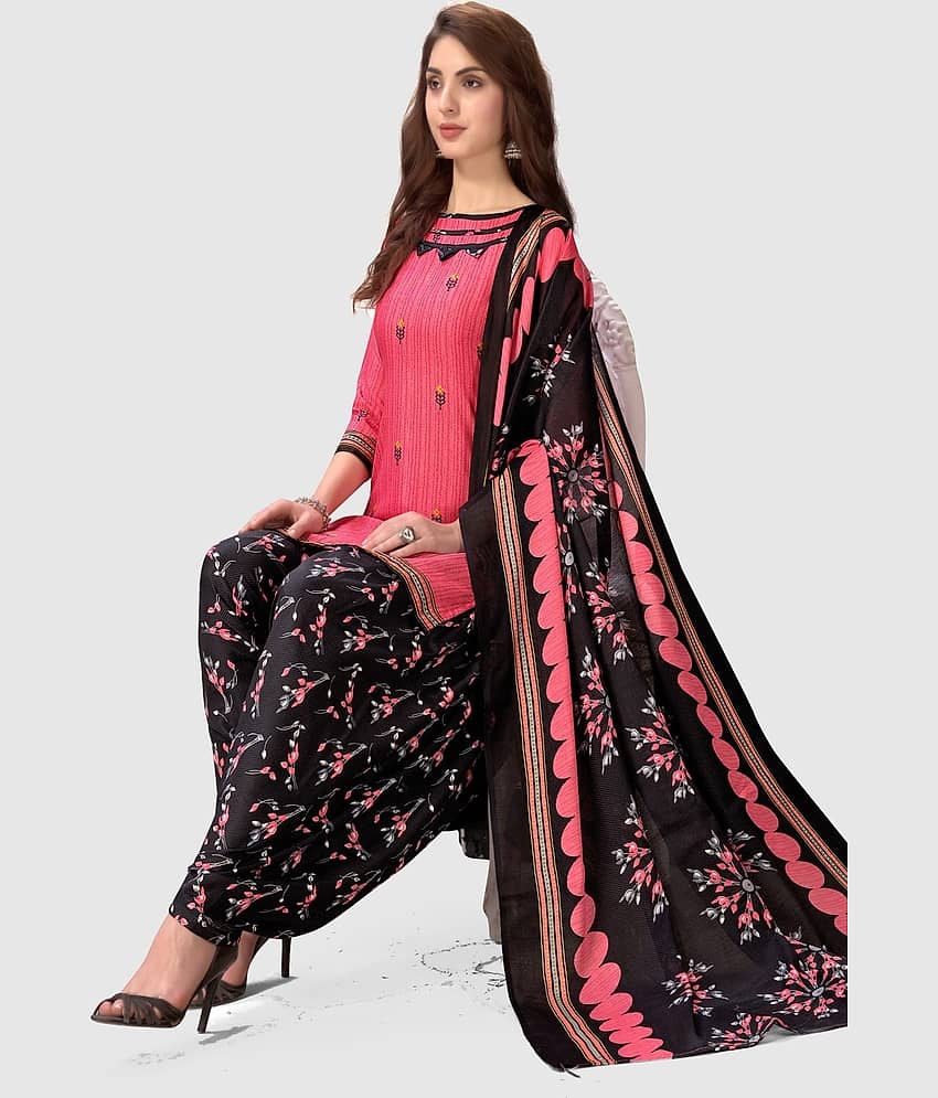 Rajnandini Unstitched Cotton Blend Printed Dress Material - Pink ( Pack of 1 ) - Unstitched Fabrics | Buy online on ZillyBuy