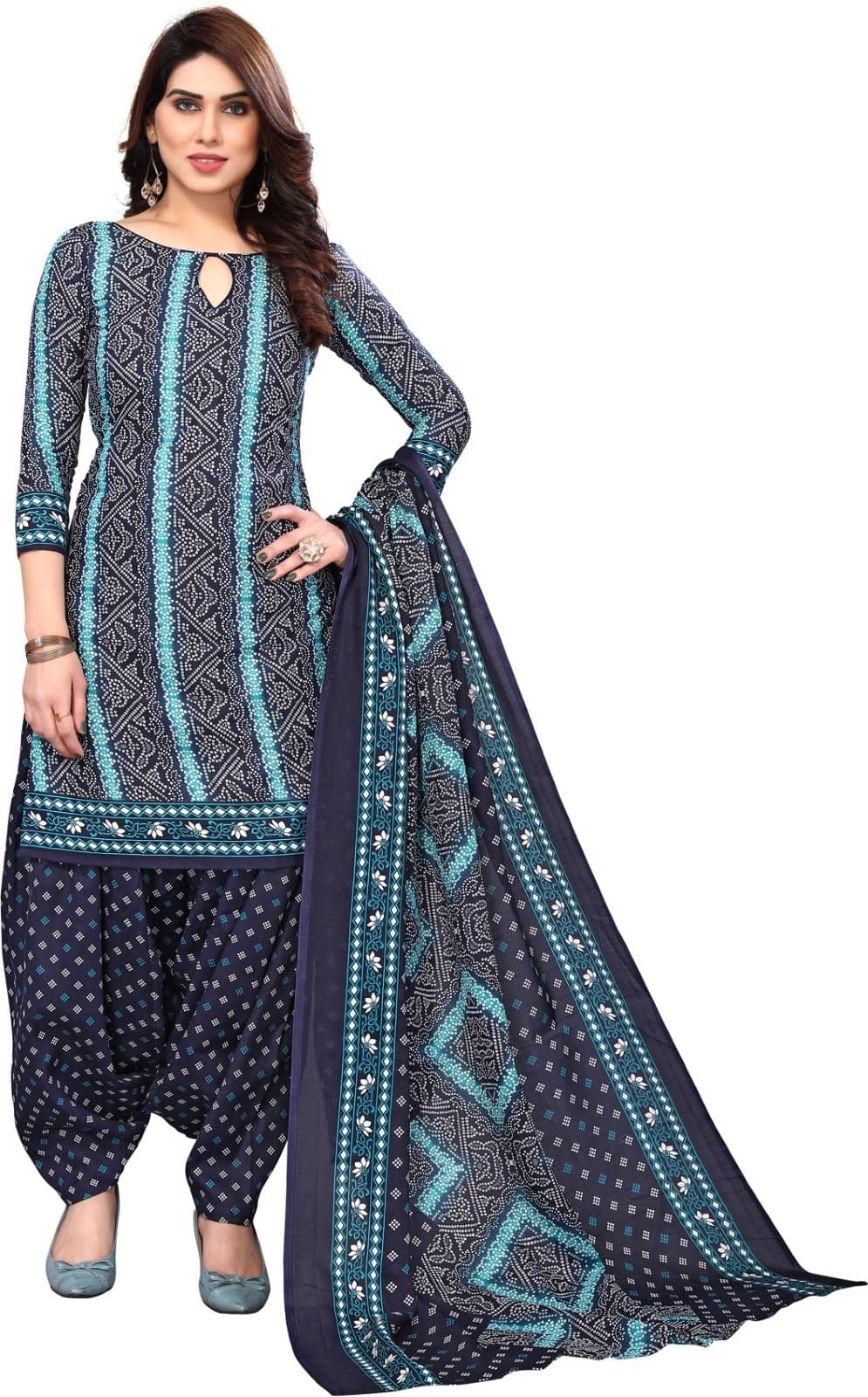 Rajnandini Unstitched Cotton Blend Printed Dress Material - Dark Blue ( Pack of 1 ) Rajnandini Unstitched Cotton Blend Printed Dress Material - Dark Blue ( Pack of 1 )