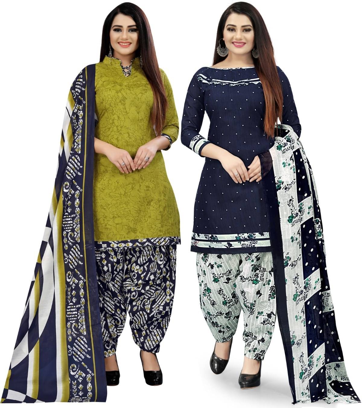 Rajnandini Unstitched Cotton Blend Printed Dress Material - Multicolor 2 ( Pack of 2 ) Rajnandini Unstitched Cotton Blend Printed Dress Material - Multicolor 2 ( Pack of 2 )