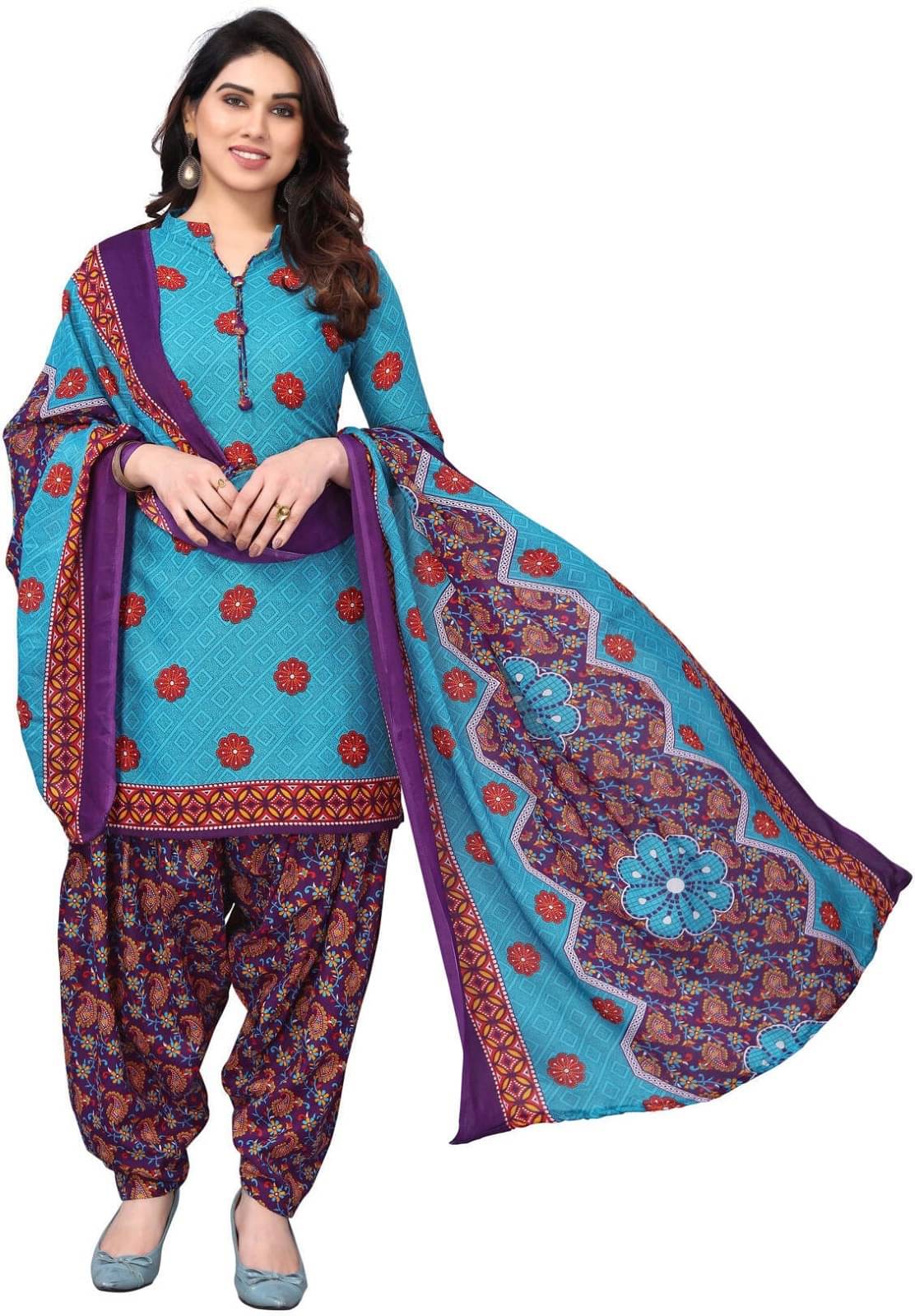 Rajnandini Unstitched Cotton Blend Printed Dress Material - Multicolor ( Pack of 1 ) Rajnandini Unstitched Cotton Blend Printed Dress Material - Multicolor ( Pack of 1 )