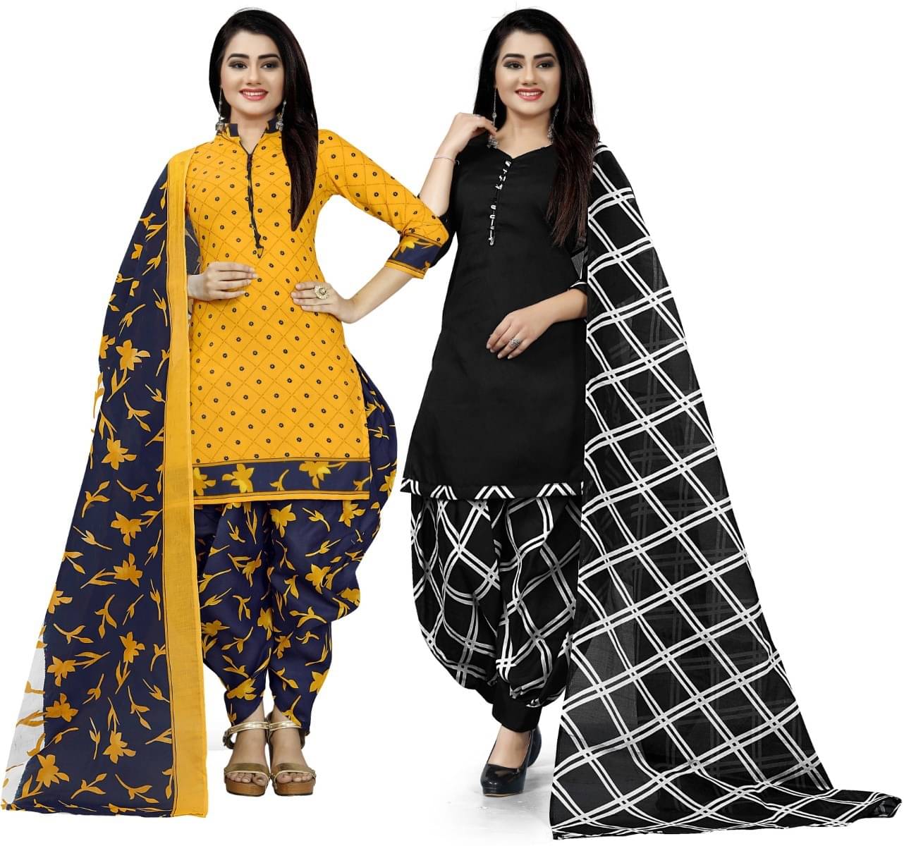 Rajnandini Unstitched Cotton Blend Printed Dress Material - Yellow ( Pack of 2 ) Rajnandini Unstitched Cotton Blend Printed Dress Material - Yellow ( Pack of 2 )