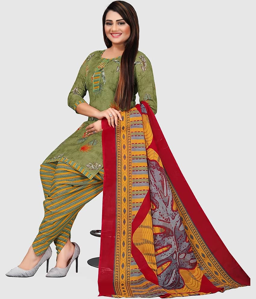 Rajnandini Unstitched Cotton Blend Printed Dress Material - Green ( Pack of 1 ) - Unstitched Fabrics | Buy online on ZillyBuy