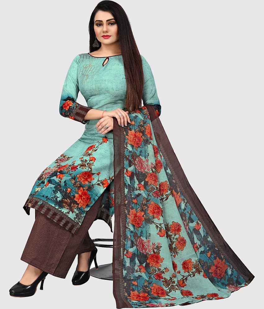 Rajnandini Unstitched Cotton Blend Printed Dress Material - Green ( Pack of 1 ) - Unstitched Fabrics | Buy online on ZillyBuy