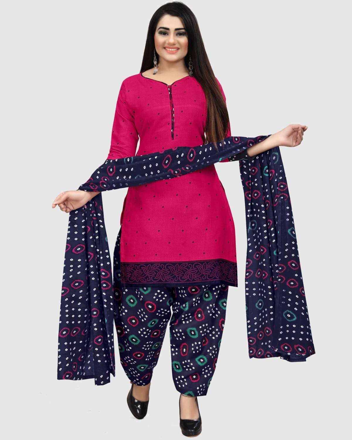 Rajnandini Unstitched Cotton Blend Printed Dress Material - Pink ( Pack of 1 ) Rajnandini Unstitched Cotton Blend Printed Dress Material - Pink ( Pack of 1 )