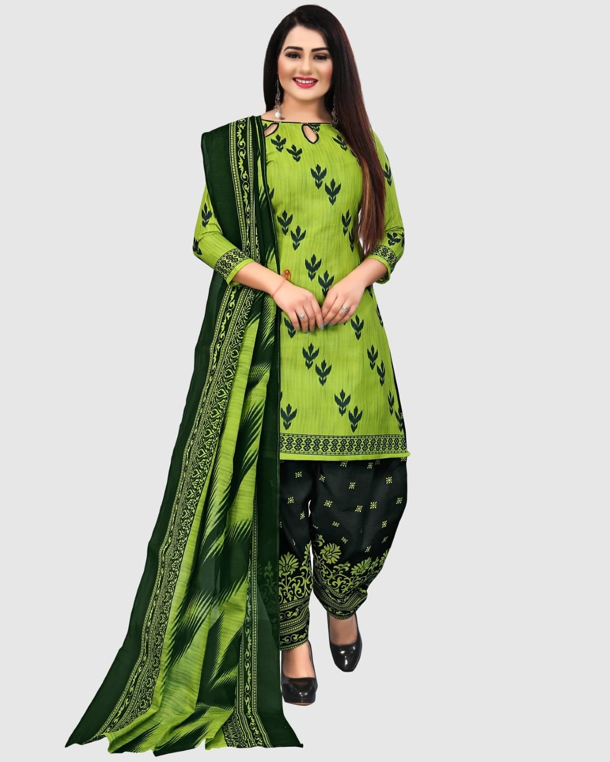 Rajnandini Unstitched Cotton Blend Printed Dress Material - Green ( Pack of 1 ) Rajnandini Unstitched Cotton Blend Printed Dress Material - Green ( Pack of 1 )