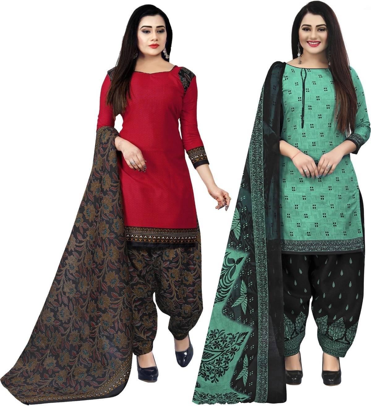    			Rajnandini Unstitched Cotton Blend Printed Dress Material - Multicolor ( Pack of 2 )