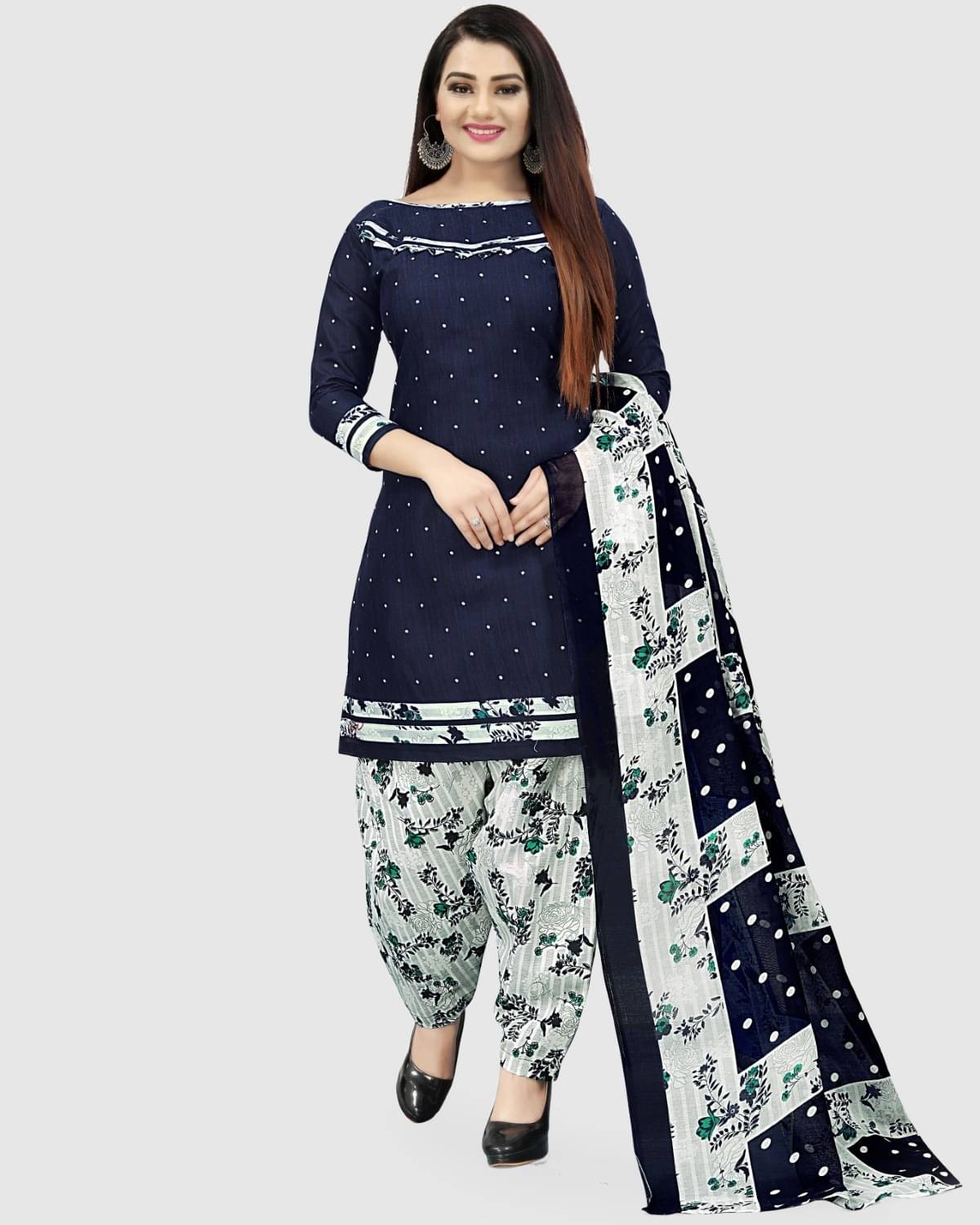 Rajnandini Unstitched Cotton Blend Printed Dress Material - Blue ( Pack of 1 ) Rajnandini Unstitched Cotton Blend Printed Dress Material - Blue ( Pack of 1 )