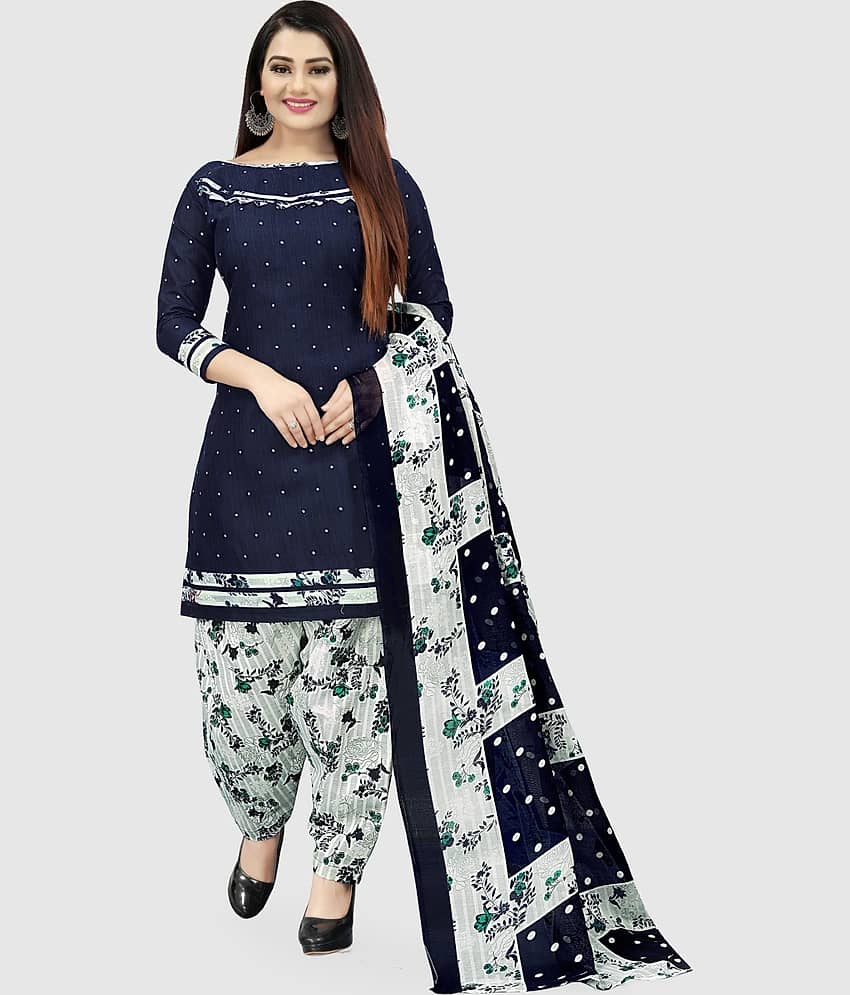 Rajnandini Unstitched Cotton Blend Printed Dress Material - Blue ( Pack of 1 ) - Unstitched Fabrics | Buy online on ZillyBuy
