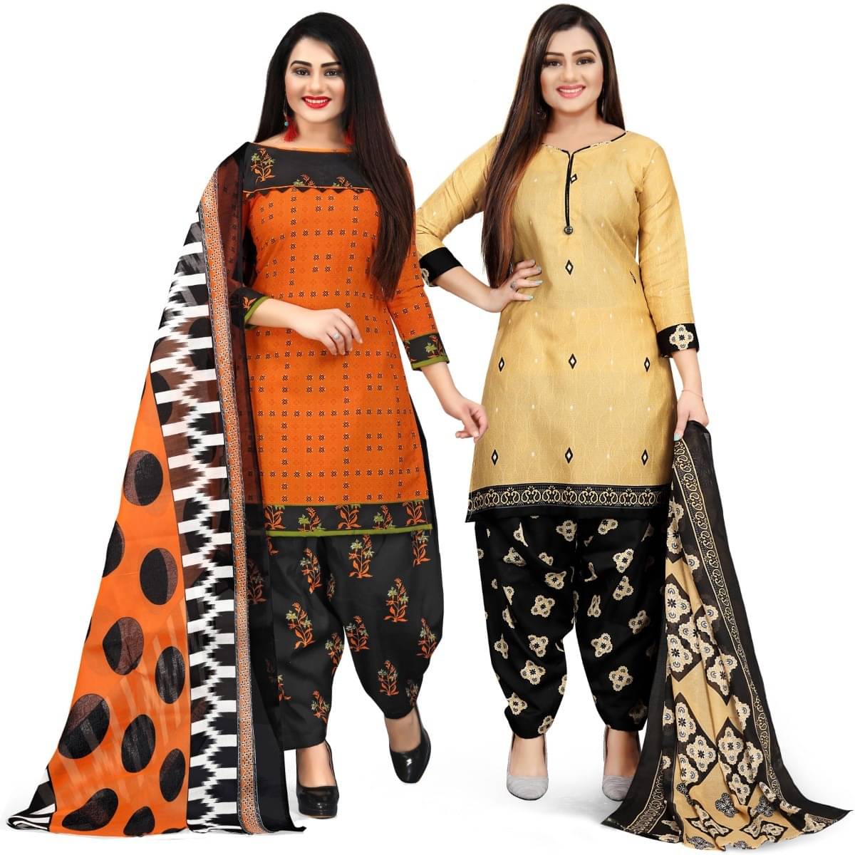 Rajnandini Unstitched Cotton Blend Printed Dress Material - Multicolor ( Pack of 2 ) Rajnandini Unstitched Cotton Blend Printed Dress Material - Multicolor ( Pack of 2 )