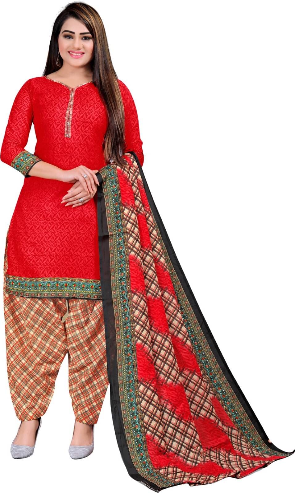     			Rajnandini Unstitched Cotton Blend Printed Dress Material - Multicolor ( Pack of 1 )