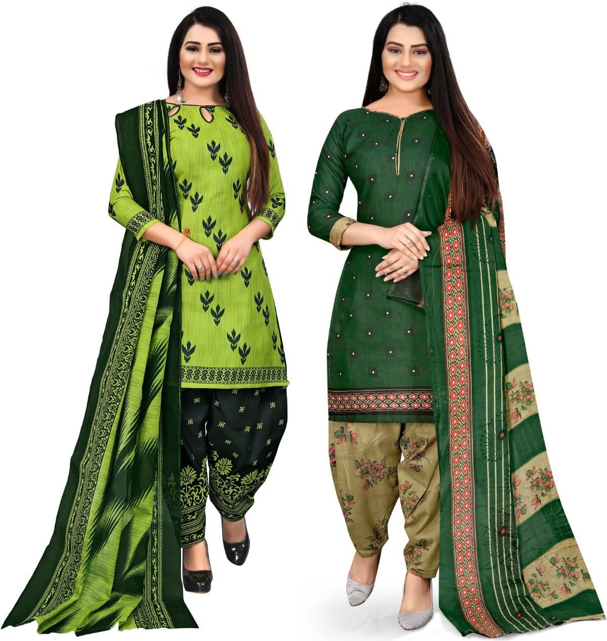 Rajnandini Unstitched Cotton Blend Printed Dress Material - Multicolor ( Pack of 2 ) Rajnandini Unstitched Cotton Blend Printed Dress Material - Multicolor ( Pack of 2 )