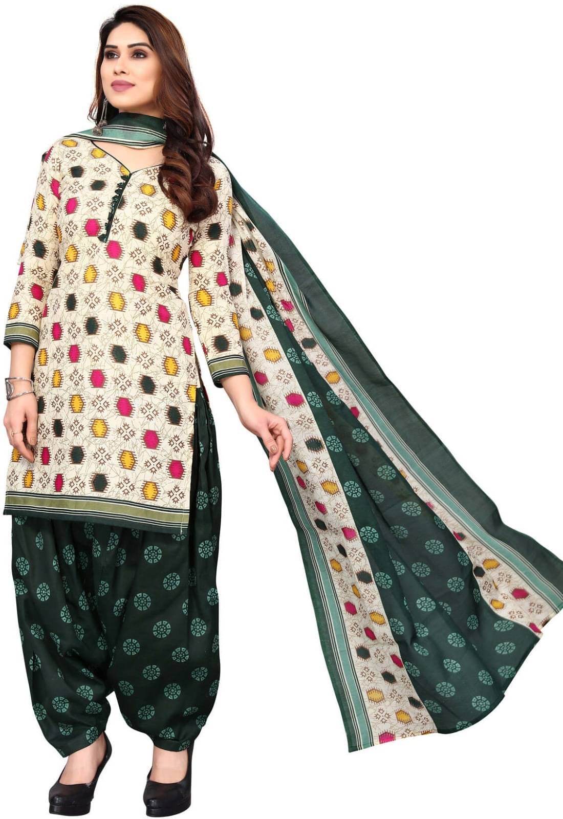 Rajnandini Unstitched Cotton Blend Printed Dress Material - Multicolor 14 ( Pack of 1 ) Rajnandini Unstitched Cotton Blend Printed Dress Material - Multicolor 14 ( Pack of 1 )