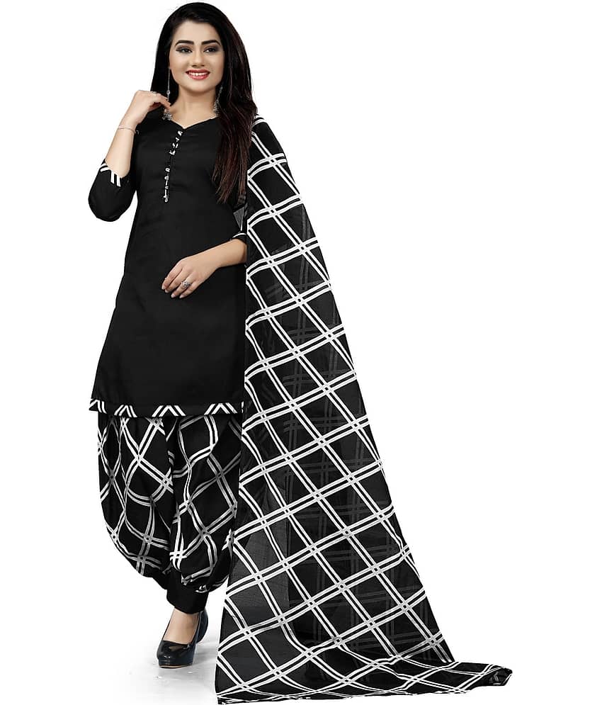 Rajnandini Unstitched Cotton Blend Printed Dress Material - Black ( Pack of 1 ) - Unstitched Fabrics | Buy online on ZillyBuy