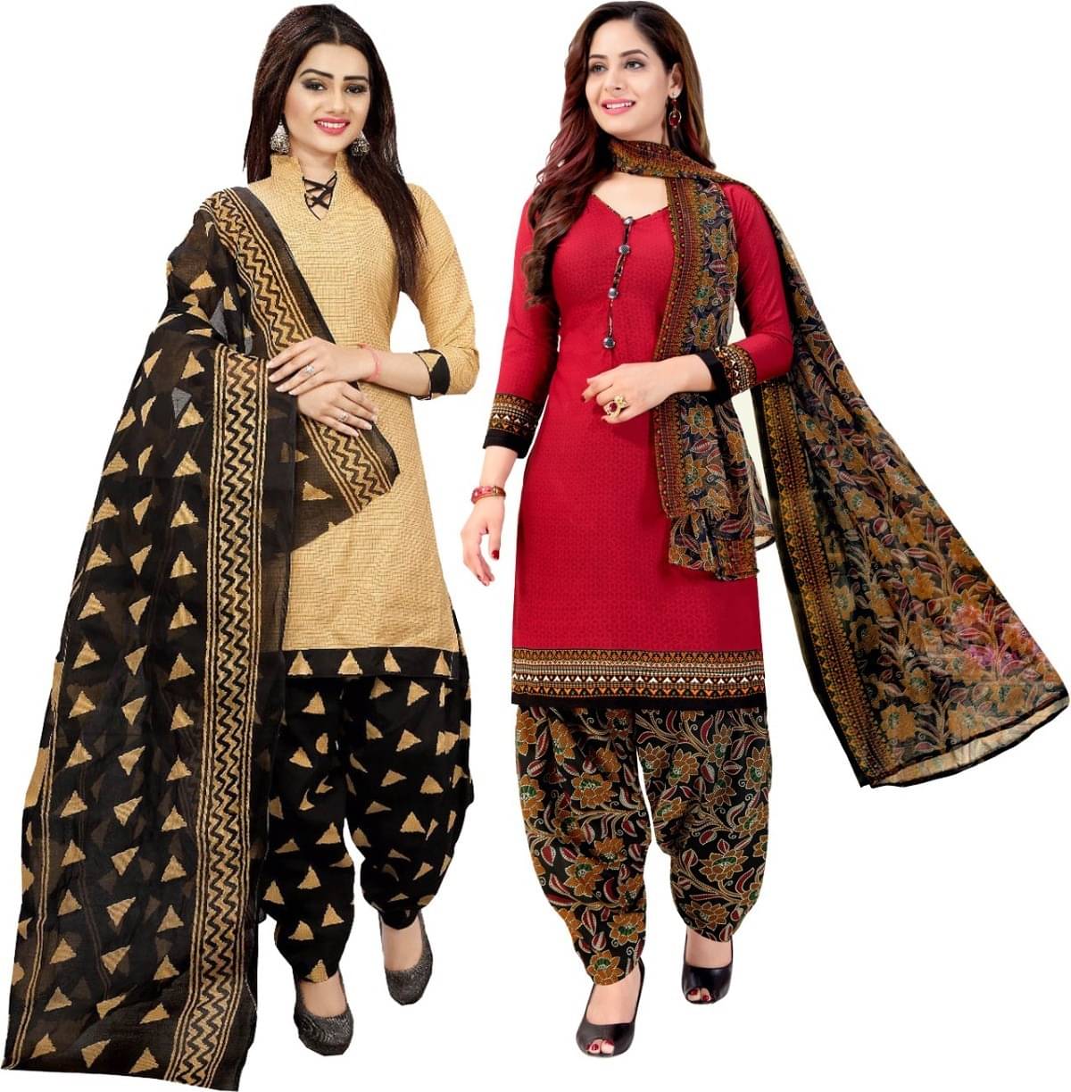     			Rajnandini Unstitched Cotton Blend Printed Dress Material - Multicolor ( Pack of 2 )