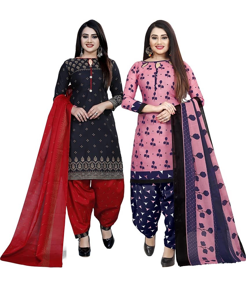 Rajnandini Unstitched Cotton Blend Printed Dress Material - Multicolor ( Pack of 2 ) - Unstitched Fabrics | Buy online on ZillyBuy