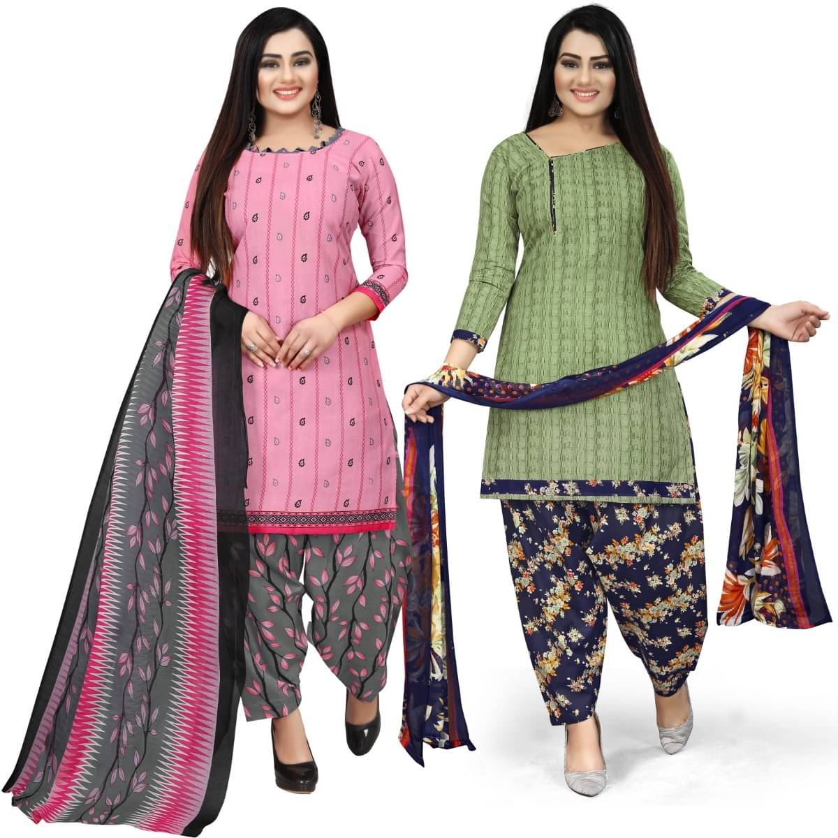 Rajnandini Unstitched Cotton Blend Printed Dress Material - Multicolor ( Pack of 2 ) Rajnandini Unstitched Cotton Blend Printed Dress Material - Multicolor ( Pack of 2 )