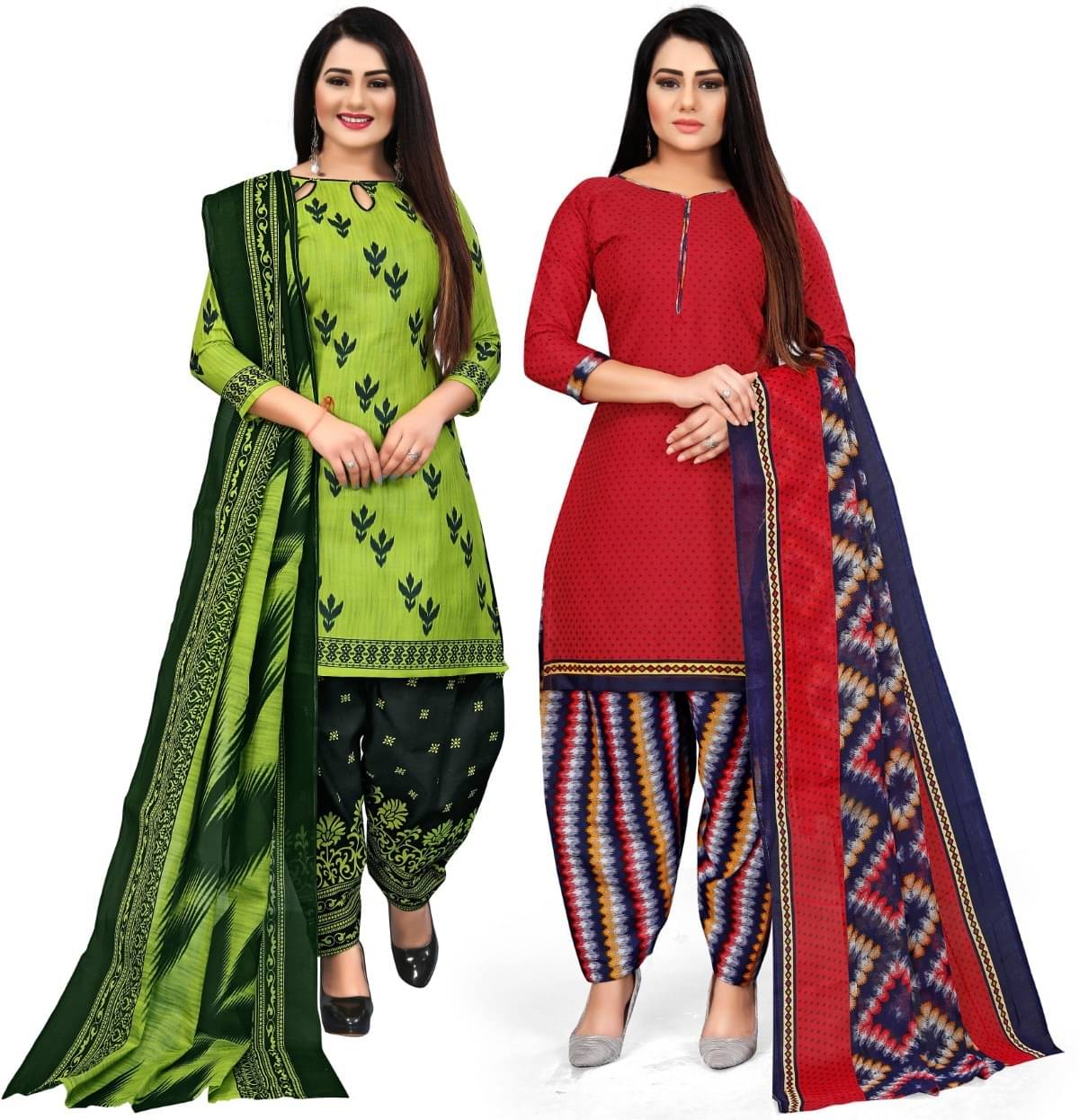 Rajnandini Unstitched Cotton Blend Printed Dress Material - Multicolor ( Pack of 2 ) Rajnandini Unstitched Cotton Blend Printed Dress Material - Multicolor ( Pack of 2 )
