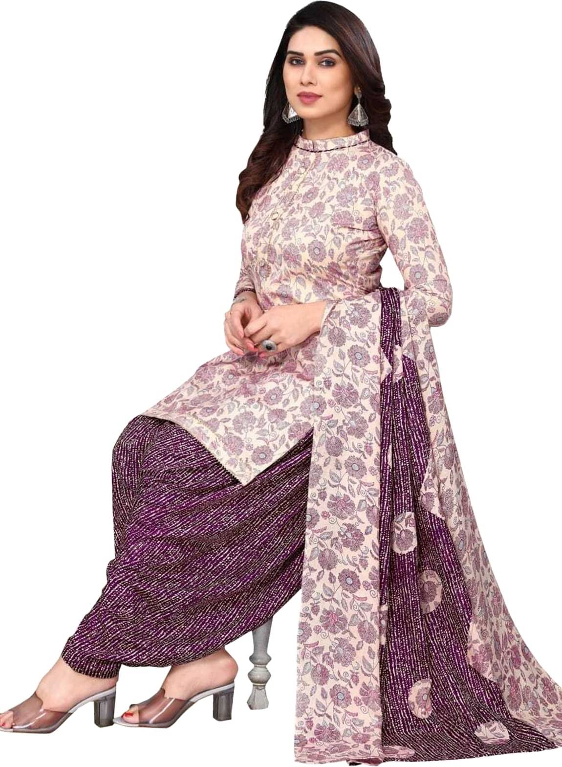     			Rajnandini Unstitched Cotton Blend Printed Dress Material - Beige ( Pack of 1 )