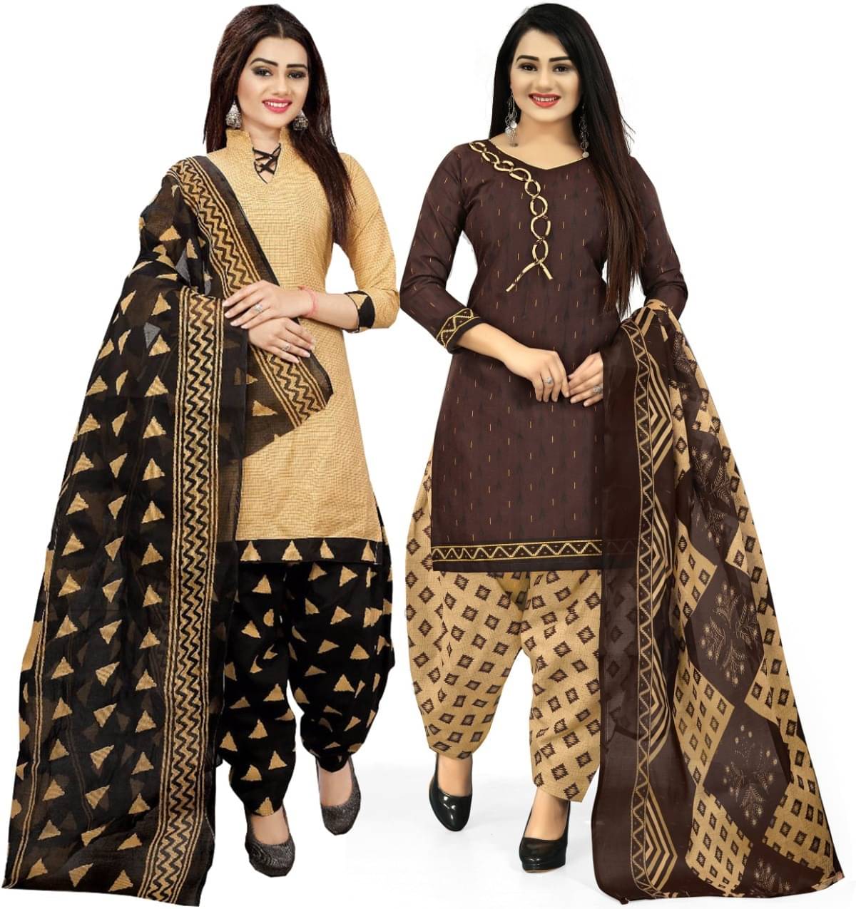     			Rajnandini Unstitched Cotton Blend Printed Dress Material - Multicolor ( Pack of 2 )