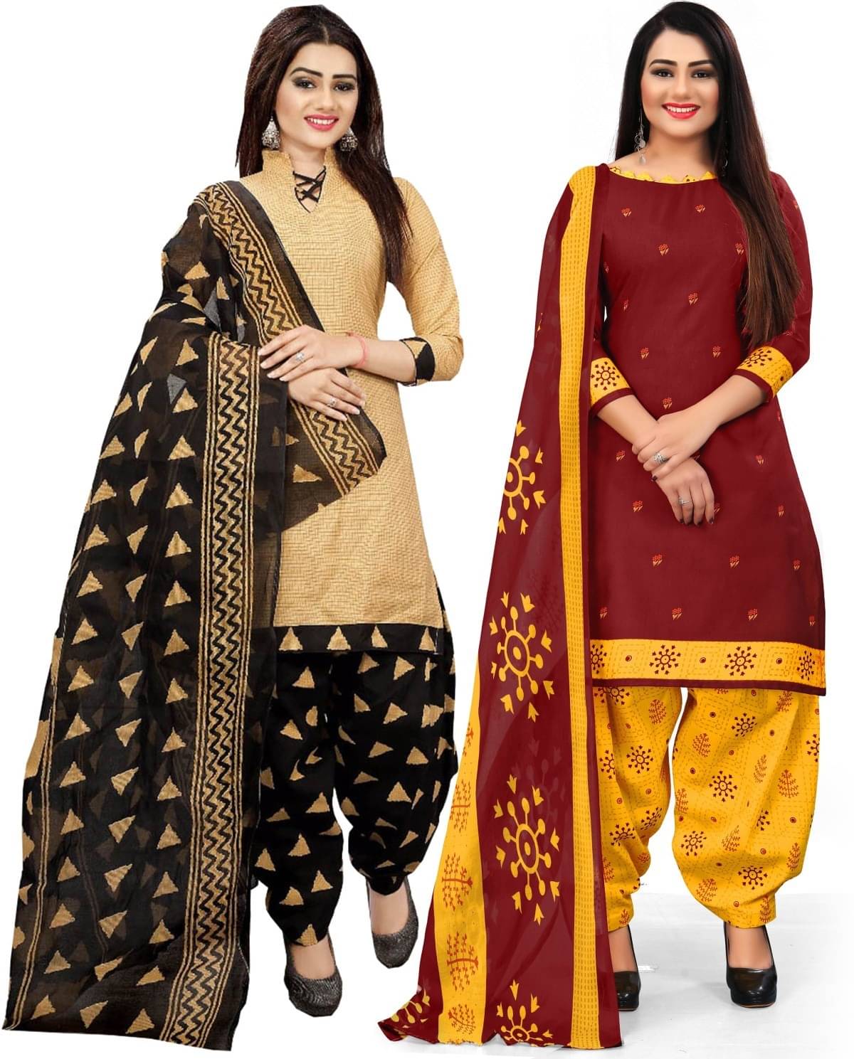 Rajnandini Unstitched Cotton Blend Printed Dress Material - Multicolor ( Pack of 2 ) Rajnandini Unstitched Cotton Blend Printed Dress Material - Multicolor ( Pack of 2 )