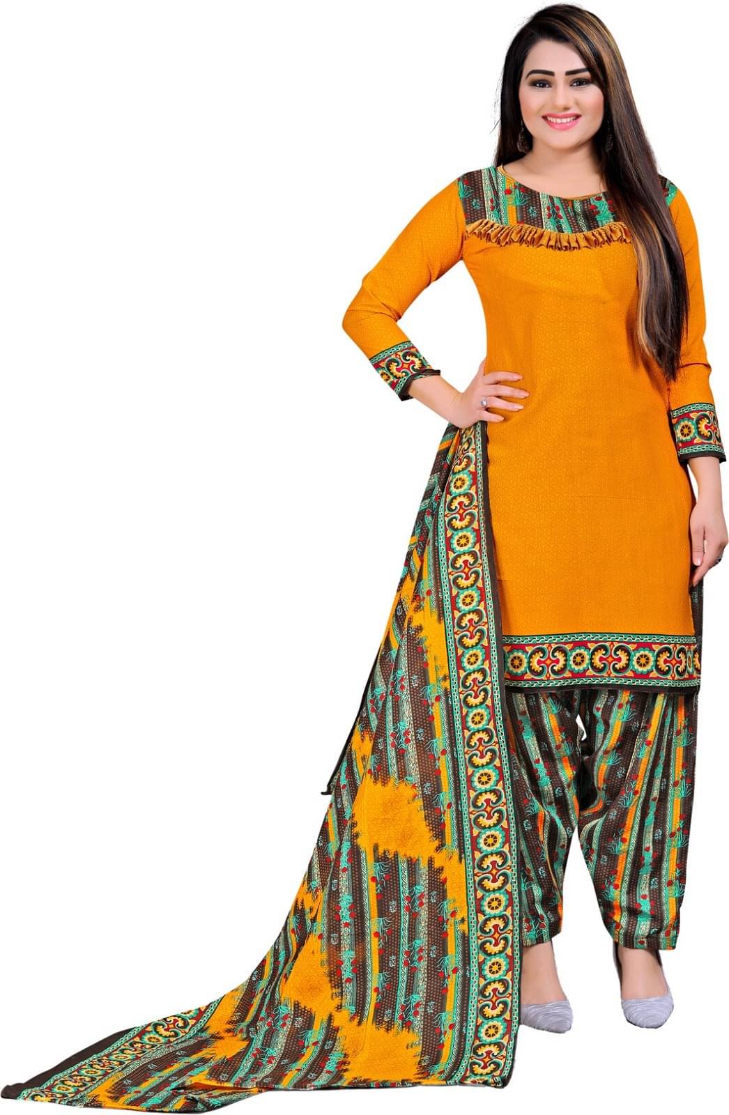     			Rajnandini Unstitched Cotton Blend Printed Dress Material - Multicolor ( Pack of 1 )