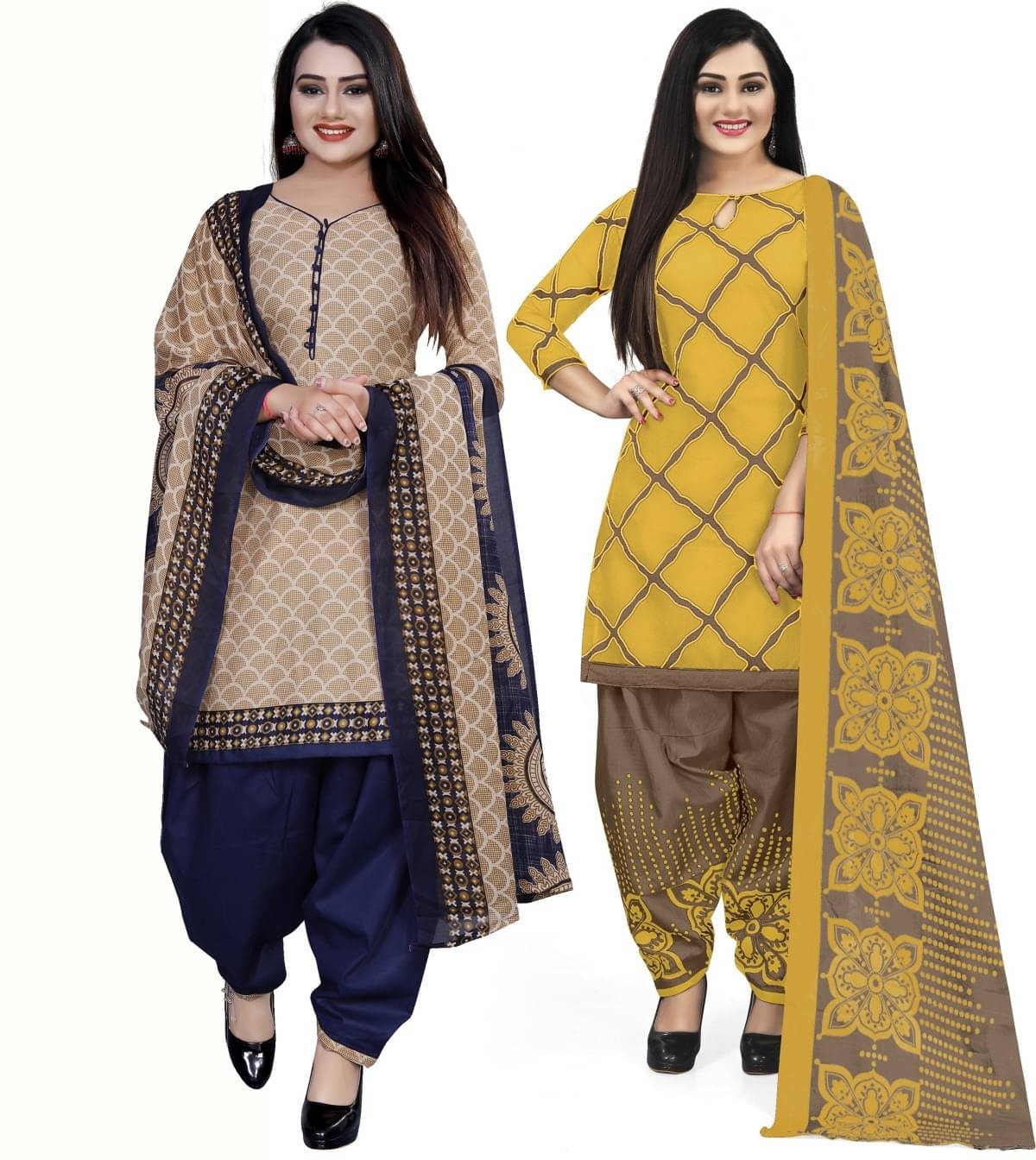 Rajnandini Unstitched Cotton Blend Printed Dress Material - Multicolor 4 ( Pack of 2 ) Rajnandini Unstitched Cotton Blend Printed Dress Material - Multicolor 4 ( Pack of 2 )