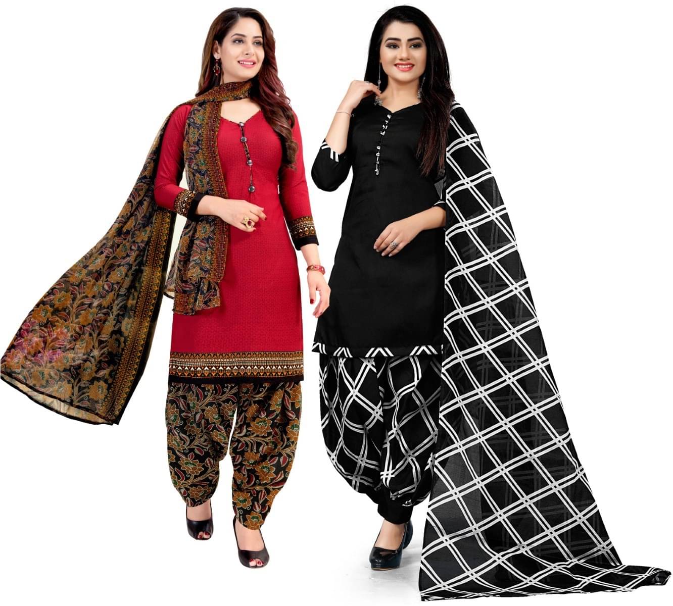 Rajnandini Unstitched Cotton Blend Printed Dress Material - Red ( Pack of 2 ) Rajnandini Unstitched Cotton Blend Printed Dress Material - Red ( Pack of 2 )