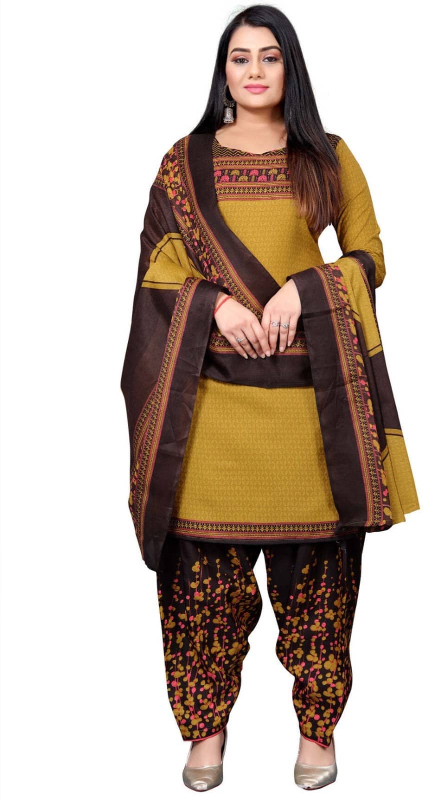 Rajnandini Unstitched Cotton Blend Printed Dress Material - Multicolor ( Pack of 1 ) - Unstitched Fabrics | Buy online on ZillyBuy