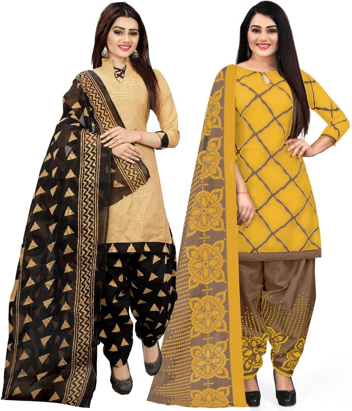 Rajnandini Unstitched Cotton Blend Printed Dress Material - Multicolor ( Pack of 2 ) Rajnandini Unstitched Cotton Blend Printed Dress Material - Multicolor ( Pack of 2 )
