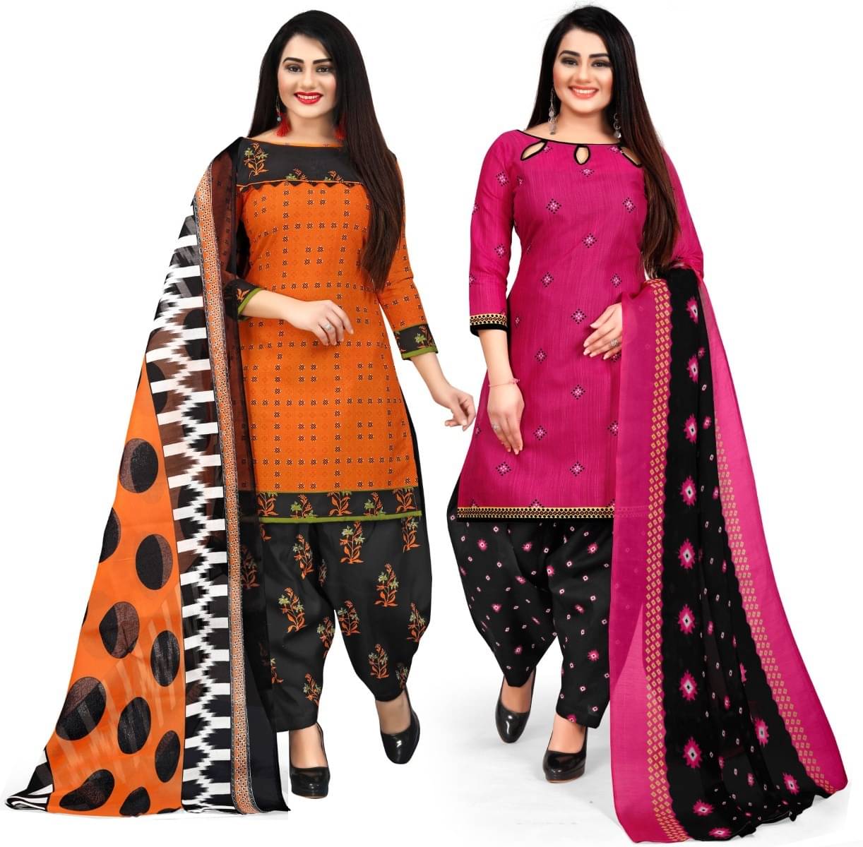 Rajnandini Unstitched Cotton Blend Printed Dress Material - Multicolor ( Pack of 2 ) Rajnandini Unstitched Cotton Blend Printed Dress Material - Multicolor ( Pack of 2 )