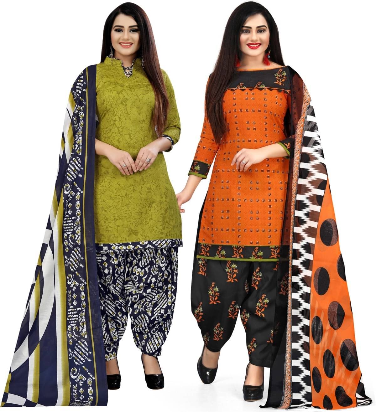 Rajnandini Unstitched Cotton Blend Printed Dress Material - Multicolor ( Pack of 2 ) Rajnandini Unstitched Cotton Blend Printed Dress Material - Multicolor ( Pack of 2 )