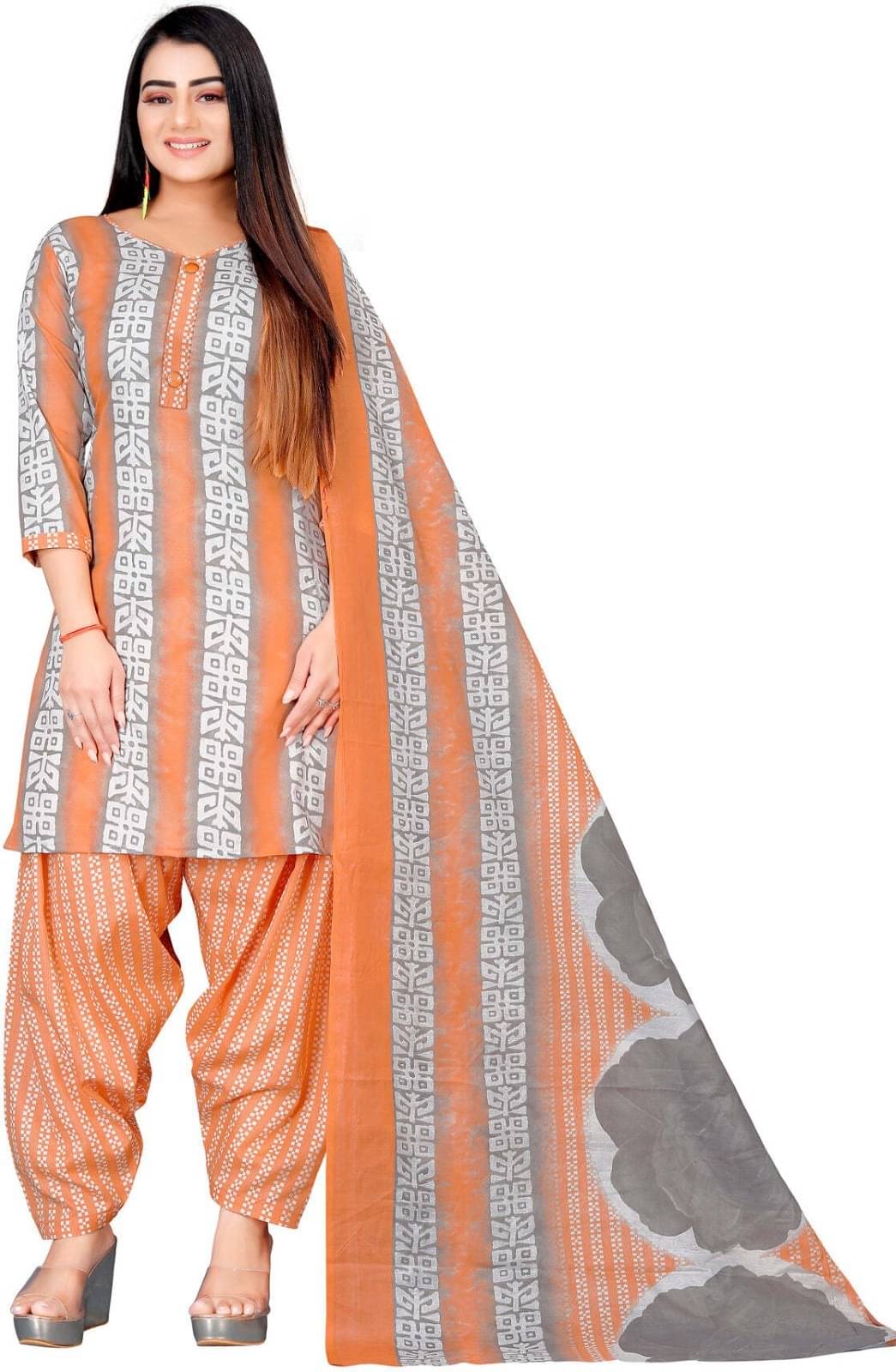     			Rajnandini Unstitched Cotton Blend Printed Dress Material - Multicolor ( Pack of 1 )