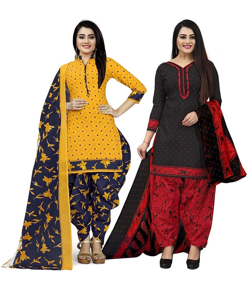 Rajnandini Unstitched Cotton Blend Printed Dress Material - Multicolor ( Pack of 2 ) - Unstitched Fabrics | Buy online on ZillyBuy
