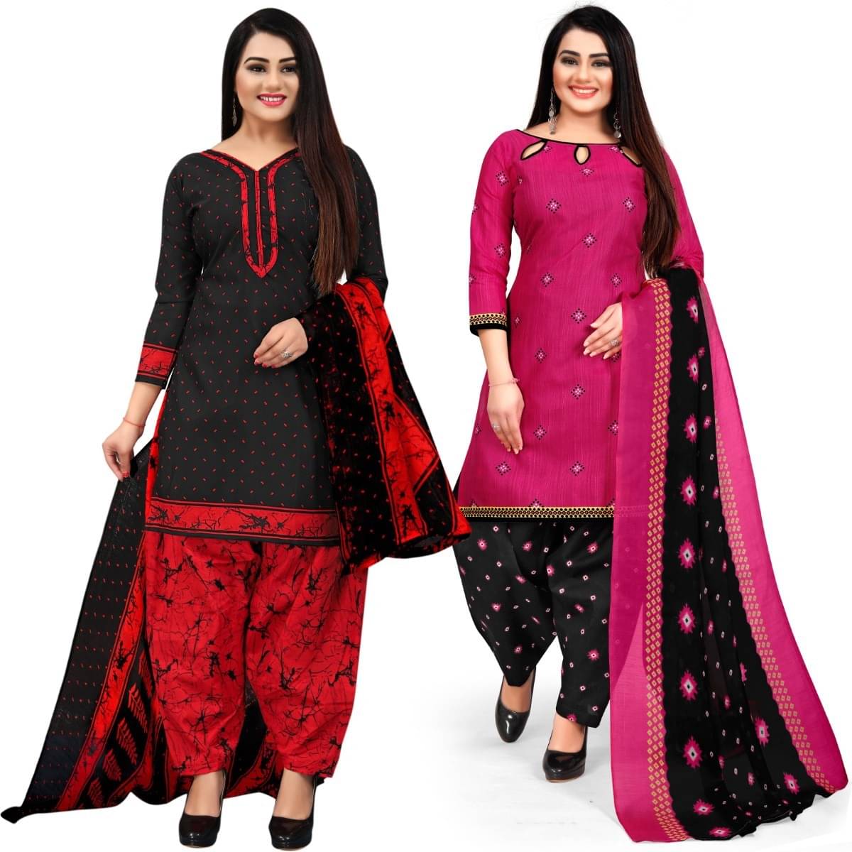 Rajnandini Unstitched Cotton Blend Printed Dress Material - Multicolor ( Pack of 2 ) Rajnandini Unstitched Cotton Blend Printed Dress Material - Multicolor ( Pack of 2 )