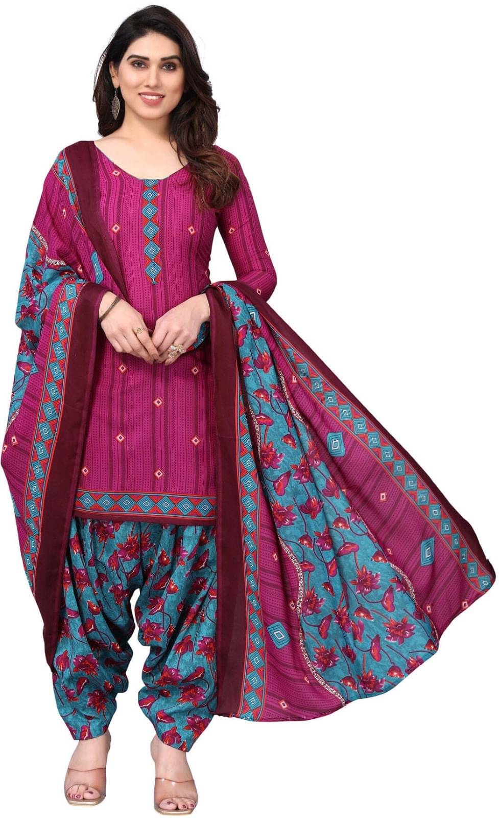 Rajnandini Unstitched Cotton Blend Printed Dress Material - Multicolor 18 ( Pack of 1 ) Rajnandini Unstitched Cotton Blend Printed Dress Material - Multicolor 18 ( Pack of 1 )