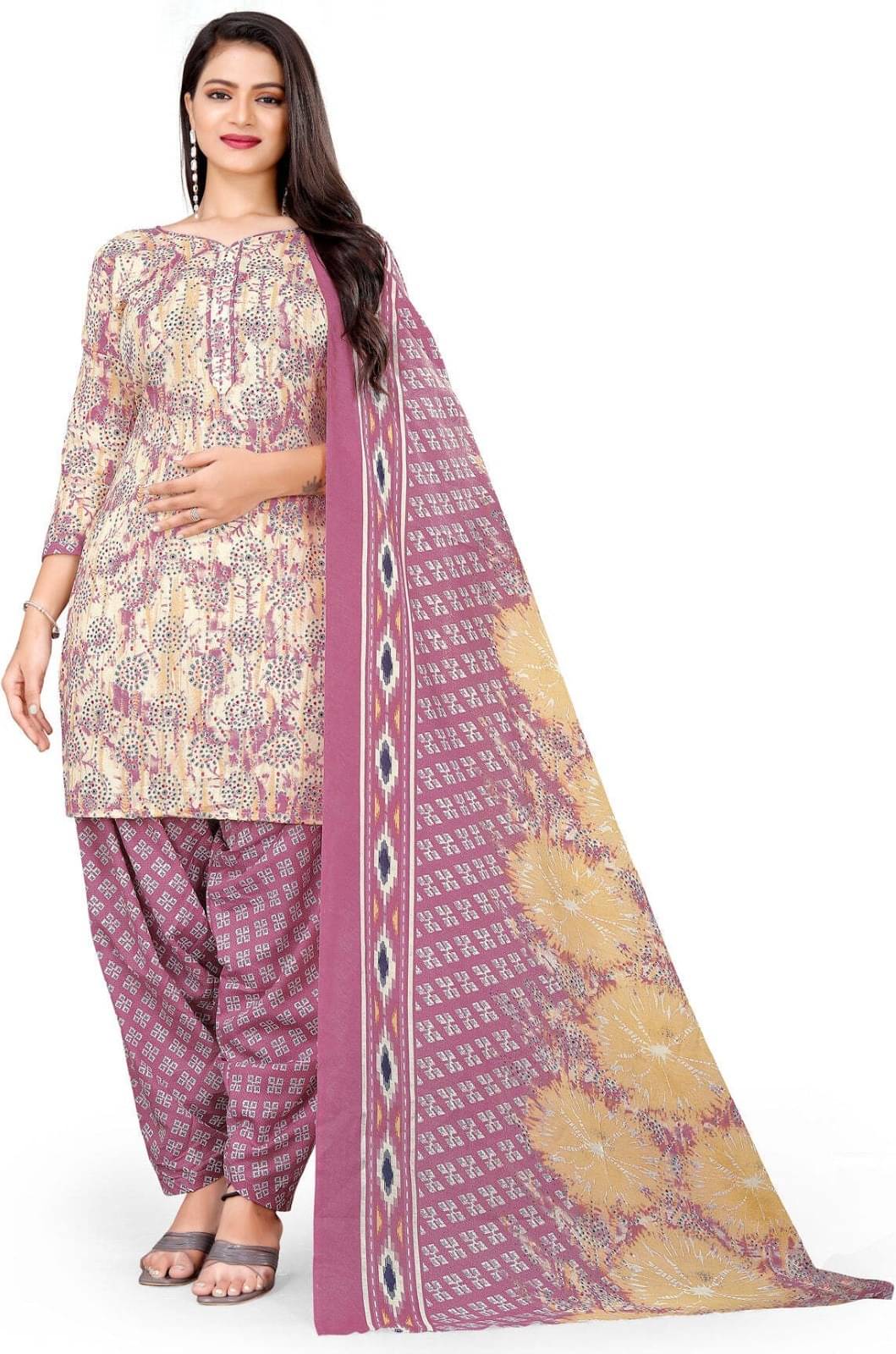 Rajnandini Unstitched Cotton Blend Printed Dress Material - Multicolor ( Pack of 1 ) Rajnandini Unstitched Cotton Blend Printed Dress Material - Multicolor ( Pack of 1 )