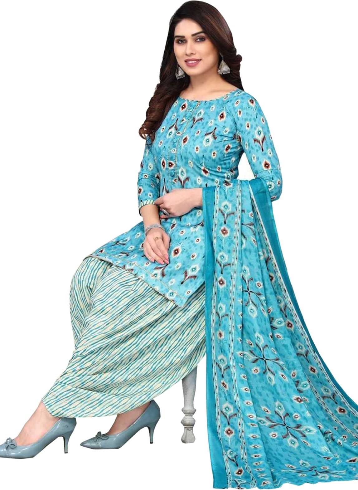    			Rajnandini Unstitched Cotton Blend Printed Dress Material - Multicolor 2 ( Pack of 1 )