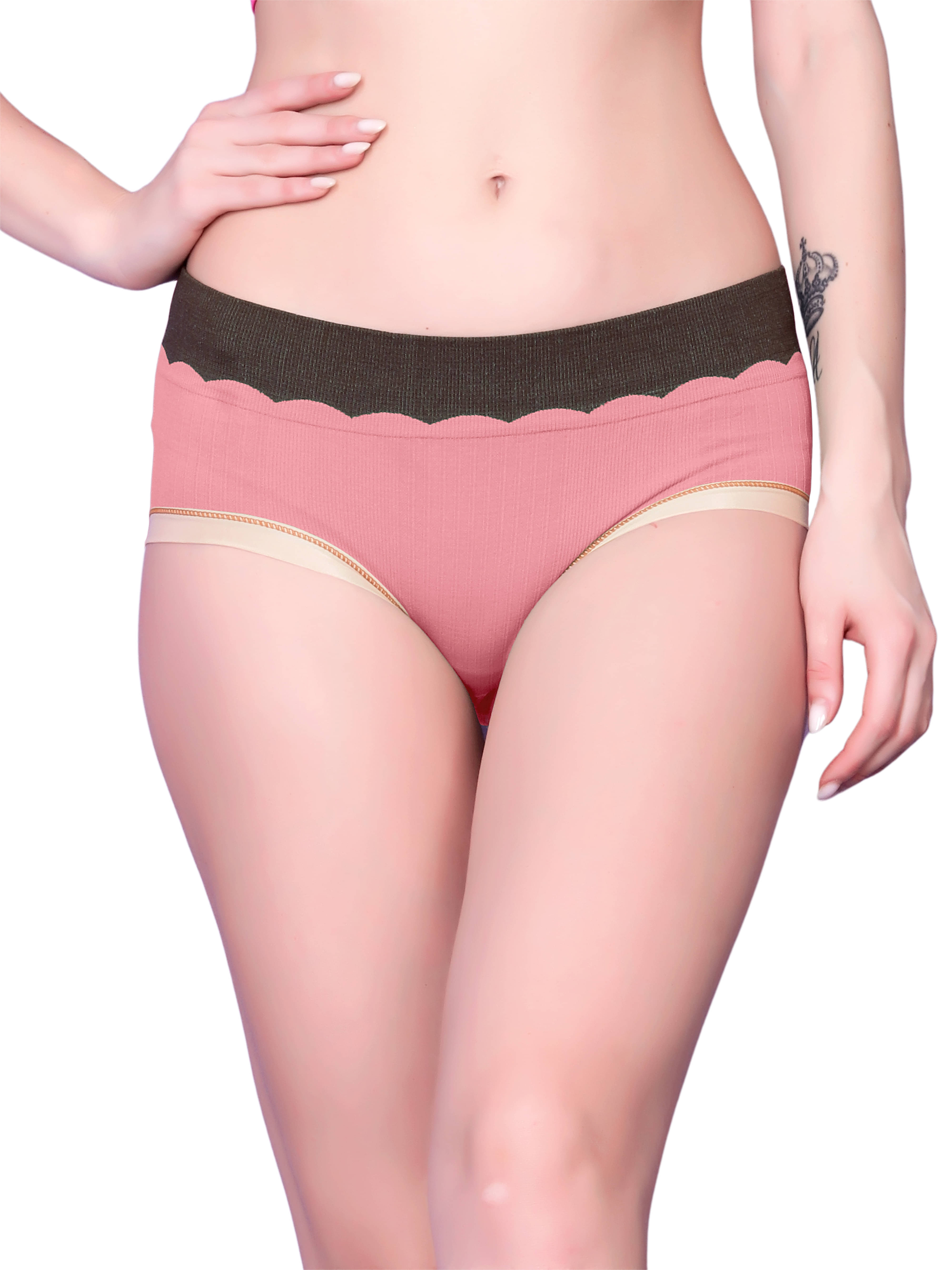     			3Mads Pack of 1 Nylon Briefs For Women ( Pink )