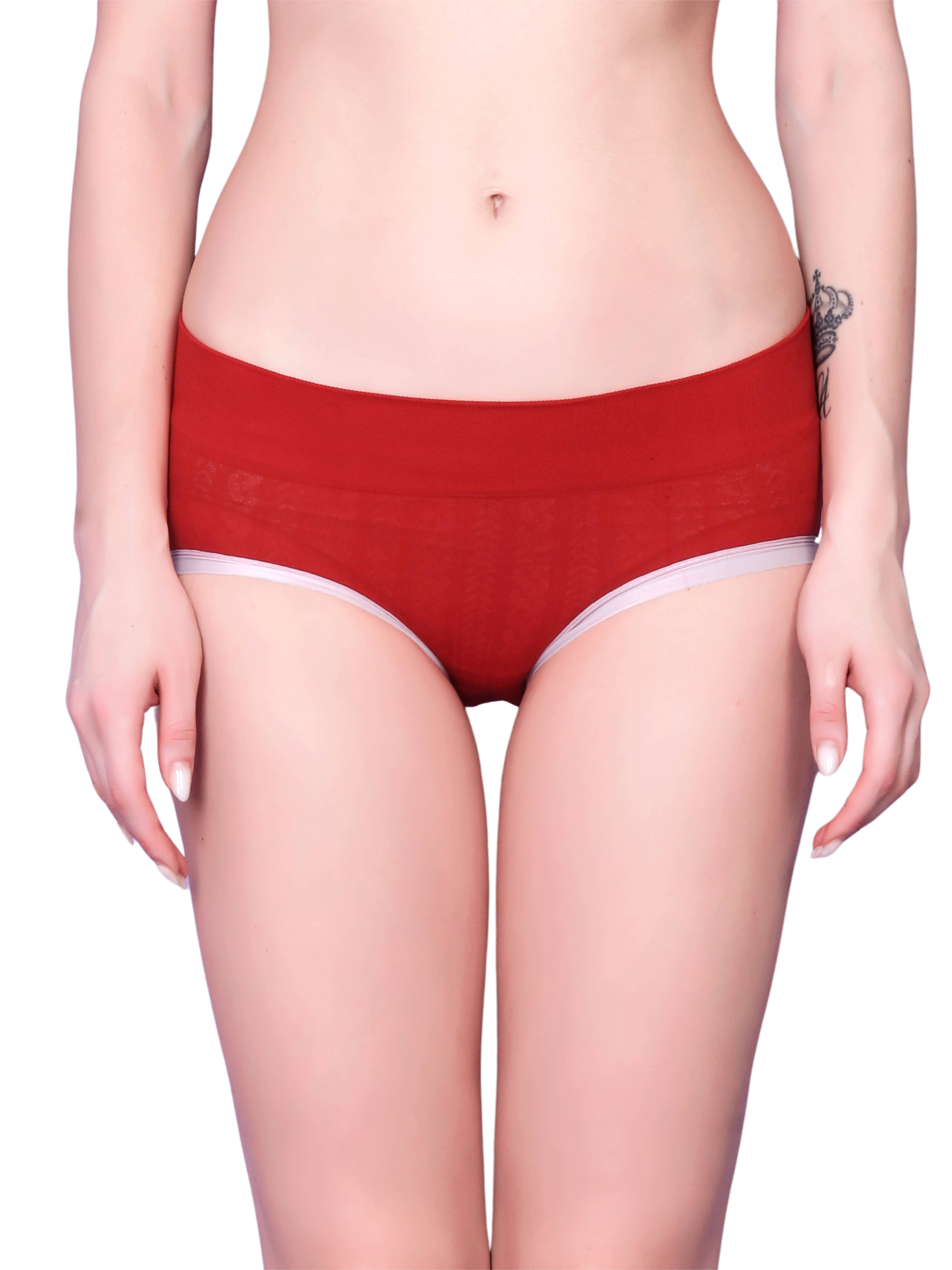 3Mads Pack of 1 Nylon Briefs For Women ( Maroon )