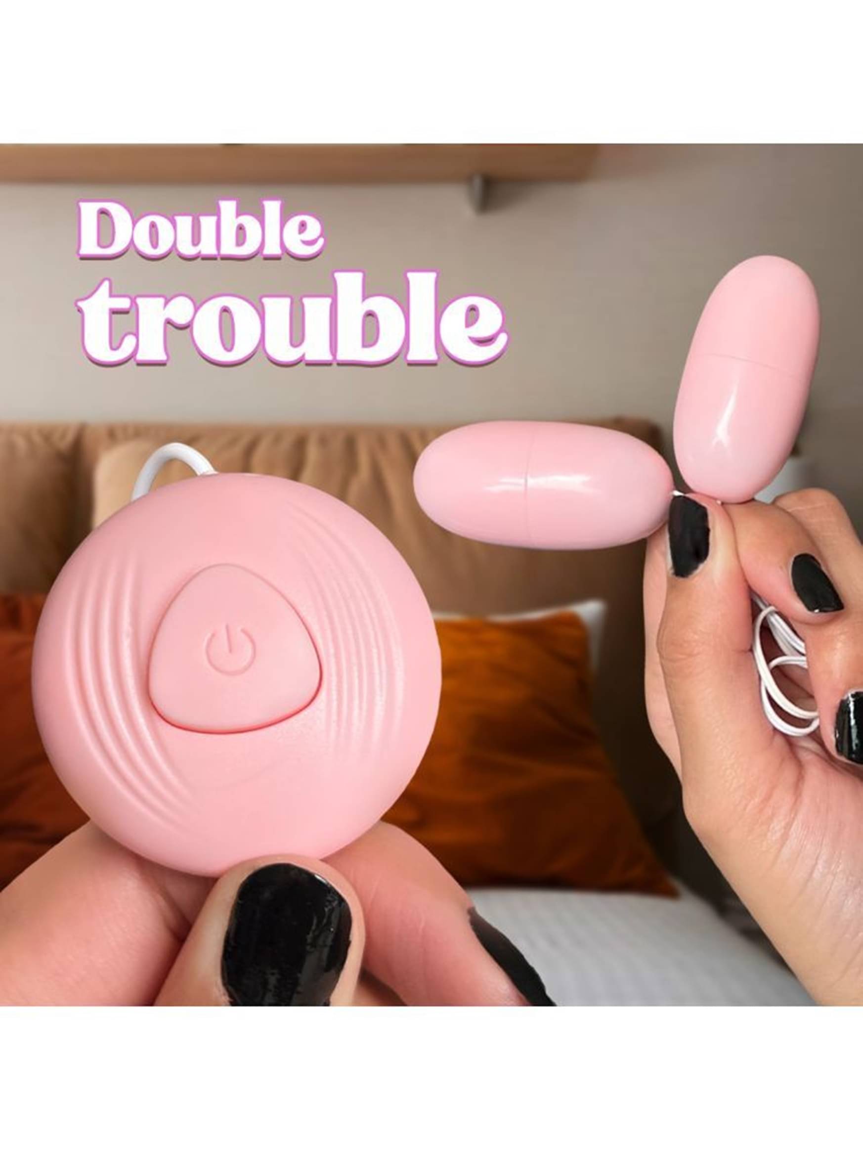 Abhyanga Double Trouble Massager, 10 Speed Vibration With Remote - Pink (Pack Of 1) Abhyanga Double Trouble Massager, 10 Speed Vibration With Remote - Pink (Pack Of 1)