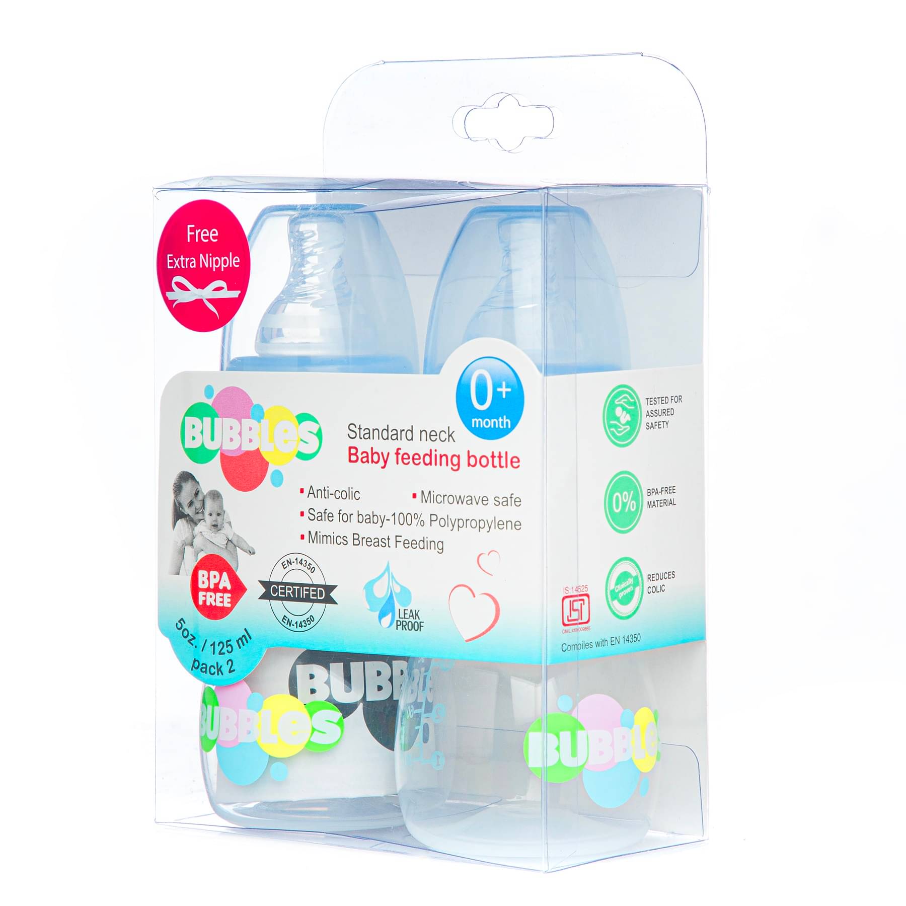     			Bubbles 125 Blue Feeding Bottle ( Pack of 2 )