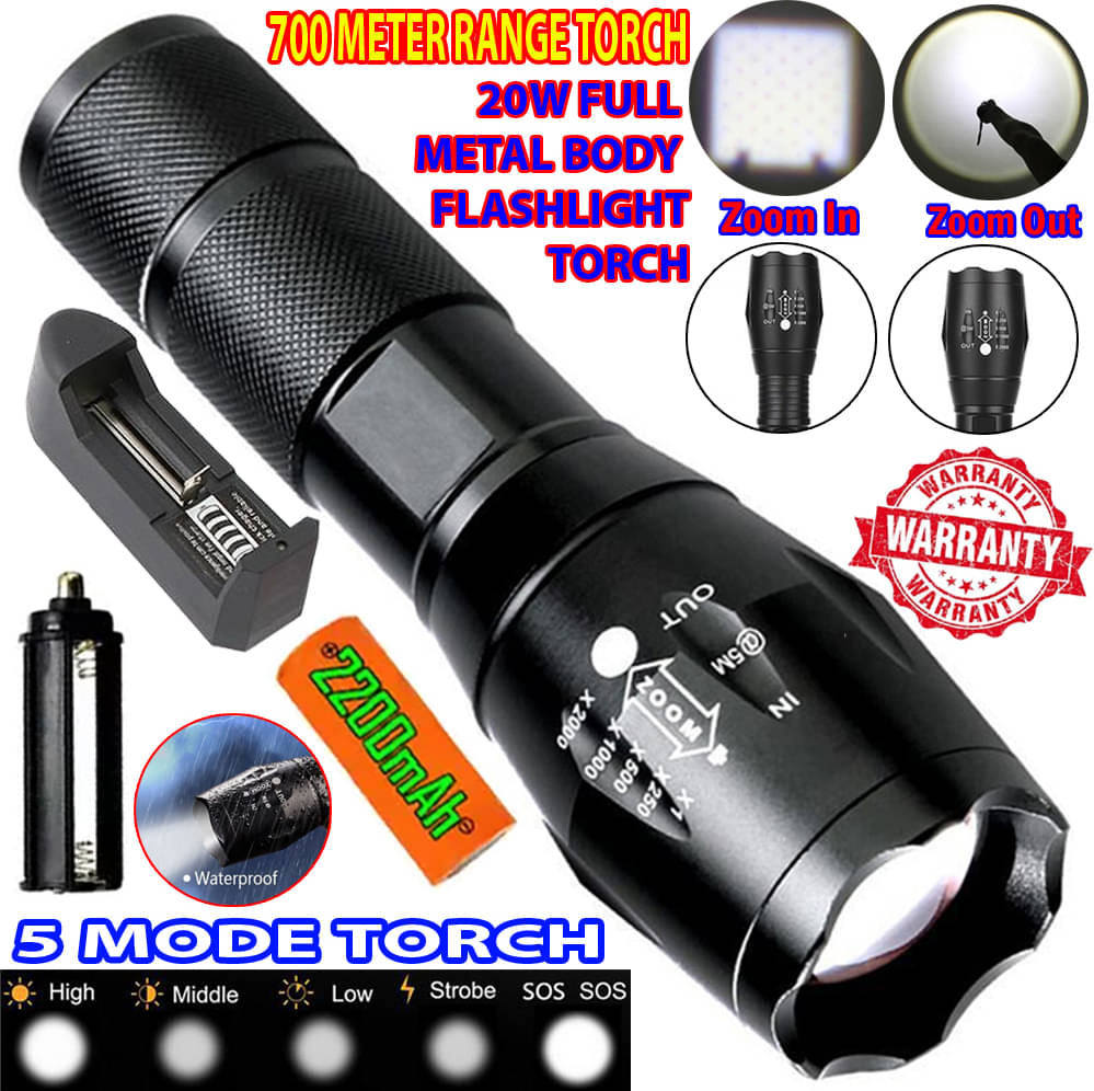 CROSTAL - 10W Rechargeable Flashlight Torch ( Pack of 1 ) CROSTAL - 10W Rechargeable Flashlight Torch ( Pack of 1 )