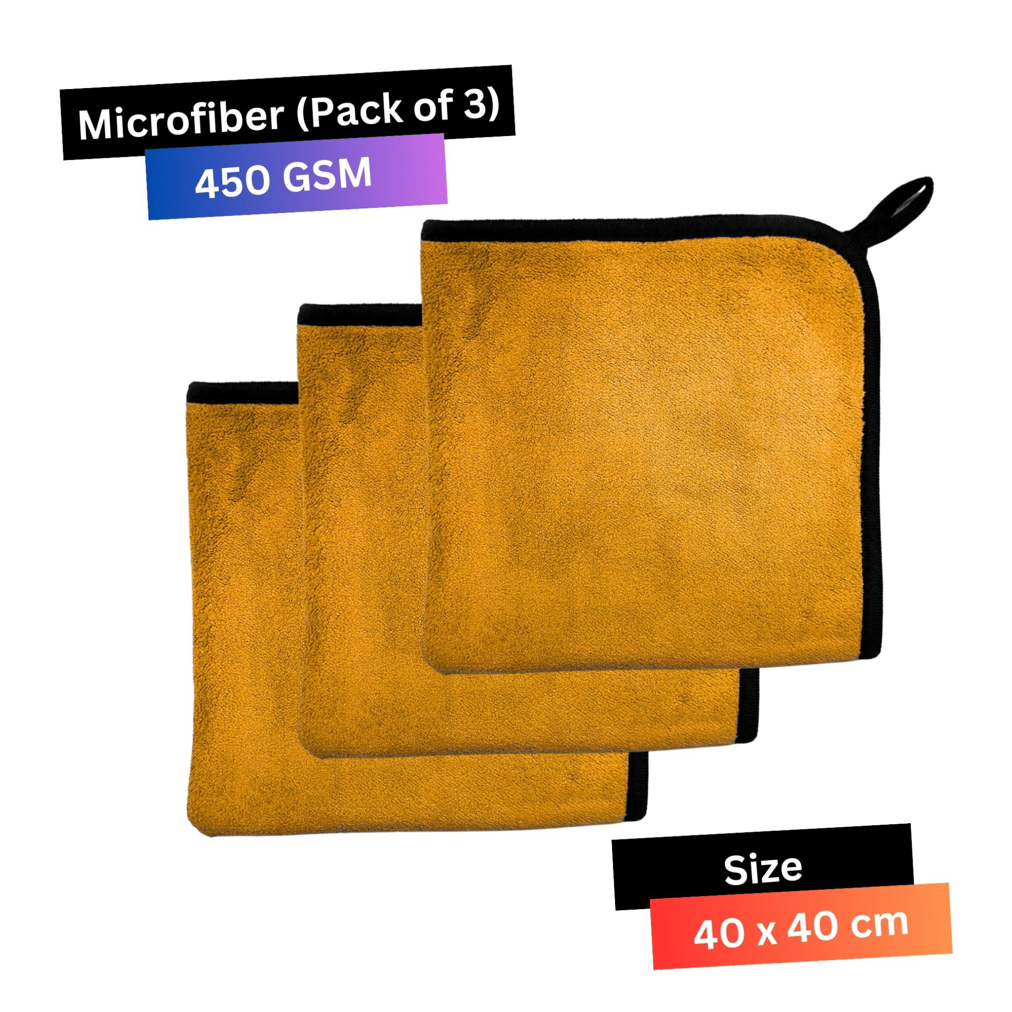CRYSATLFRESH Black 450 GSM Microfiber Cloth For Automobile ( Pack of 3 ) CRYSATLFRESH Black 450 GSM Microfiber Cloth For Automobile ( Pack of 3 )