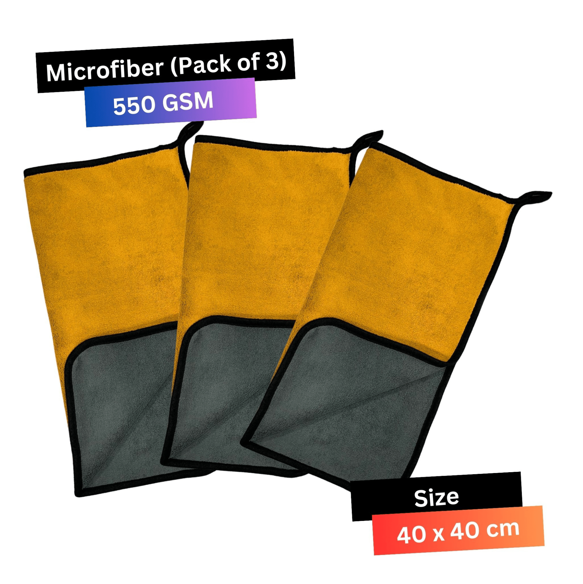 CRYSATLFRESH Black 550 GSM Microfiber Cloth For Automobile ( Pack of 3 )