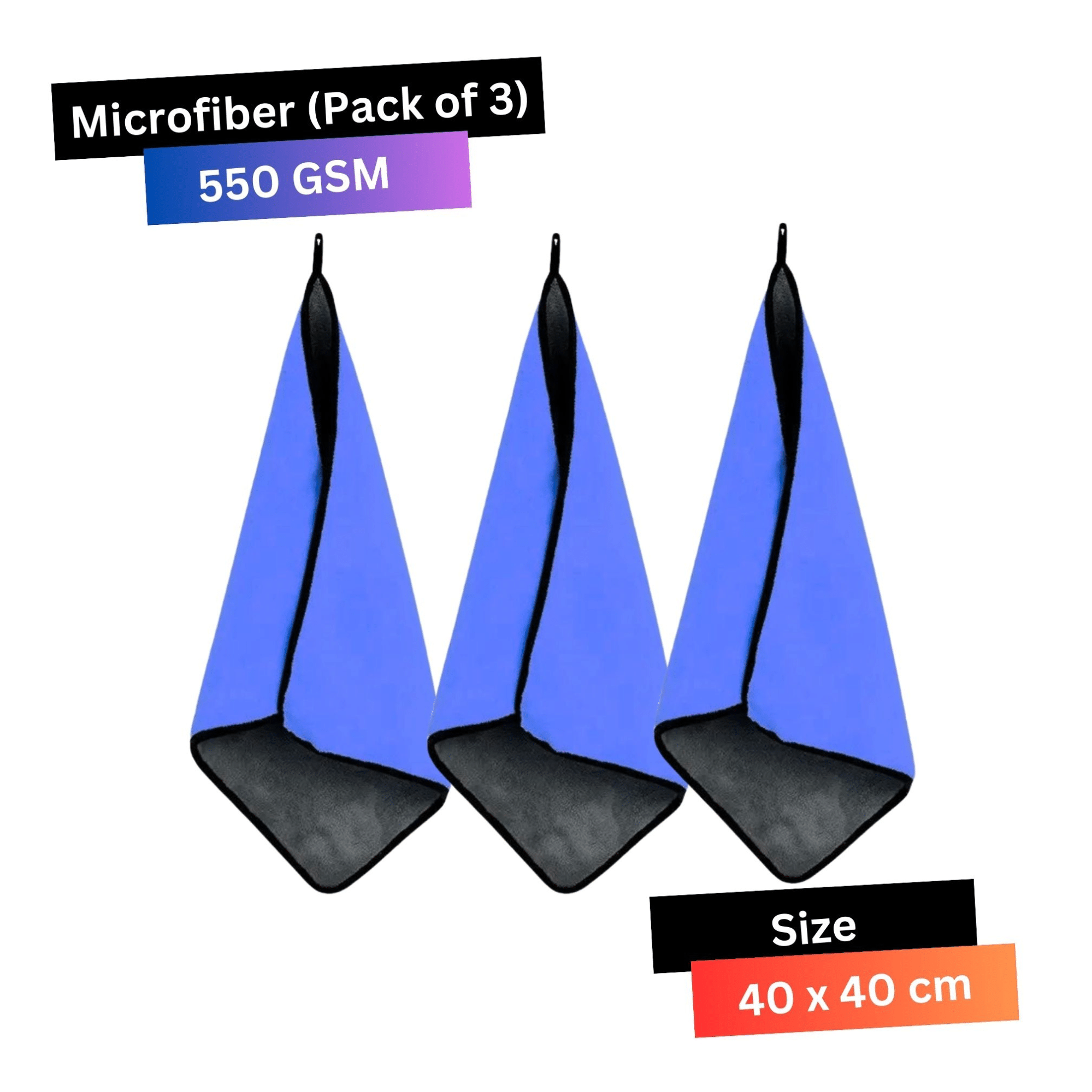 CRYSATLFRESH Blue 550 GSM Microfiber Cloth For Automobile ( Pack of 3 ) CRYSATLFRESH Blue 550 GSM Microfiber Cloth For Automobile ( Pack of 3 )